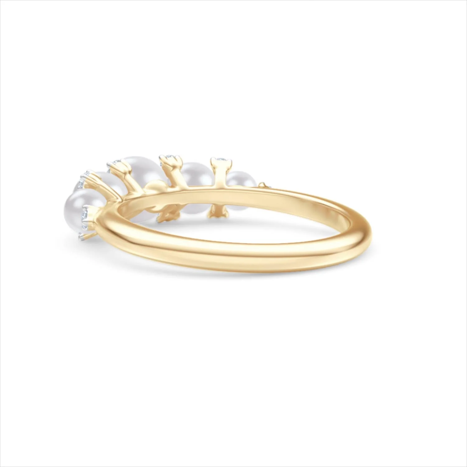 Eden 2.15ct Round Pearl and Lab Diamond 5 Stone Ring in 18K Gold Vermeil - Image 58