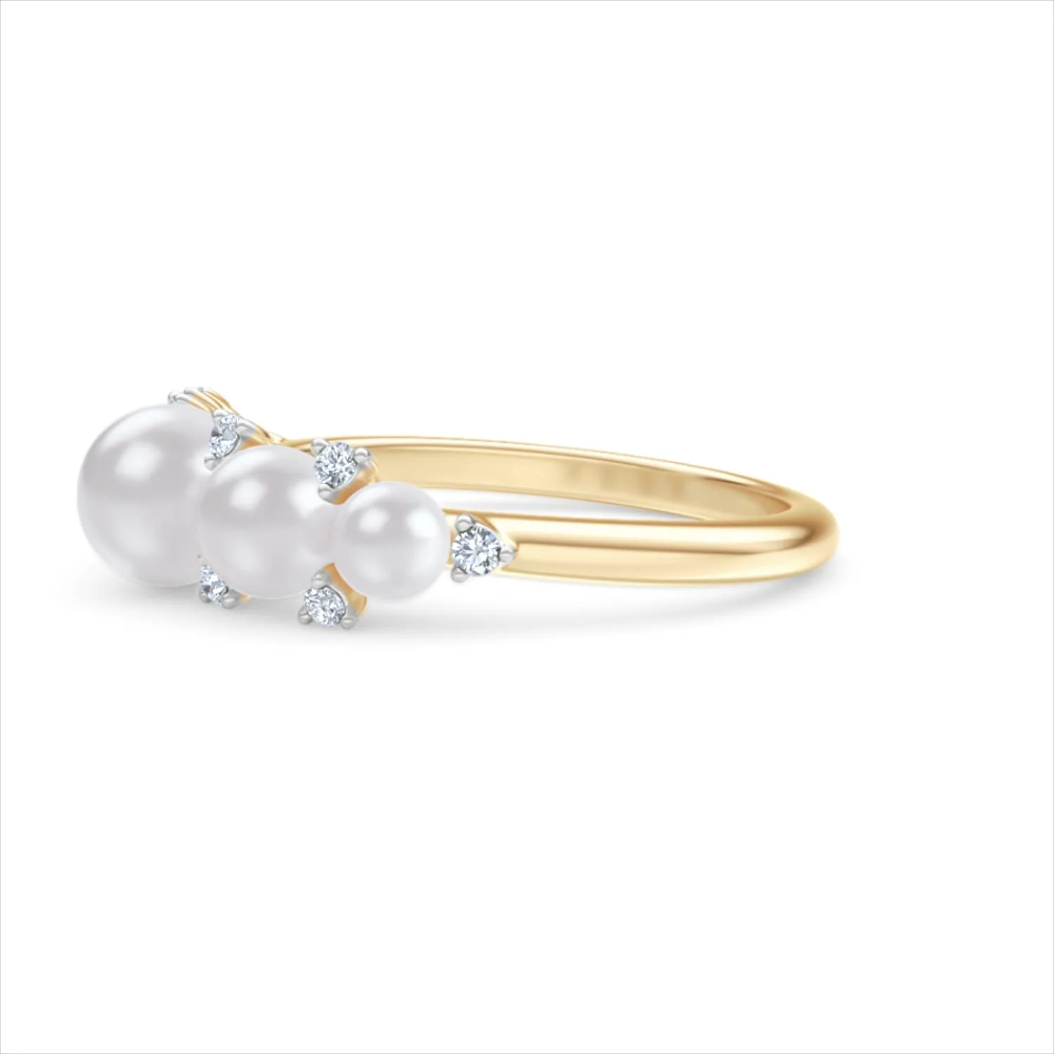 Eden 2.15ct Round Pearl and Lab Diamond 5 Stone Ring in 18K Gold Vermeil - Image 74