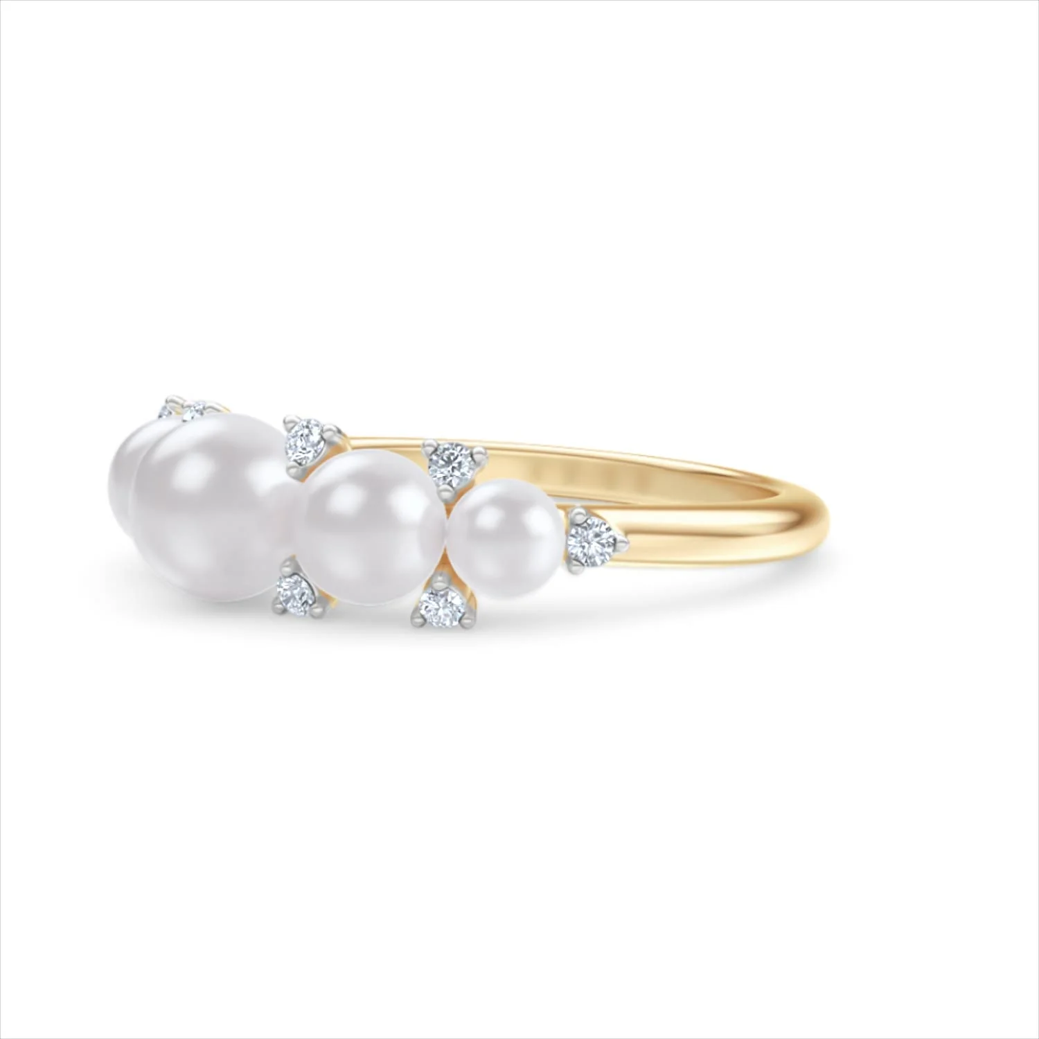 Eden 2.15ct Round Pearl and Lab Diamond 5 Stone Ring in 18K Gold Vermeil - Image 78