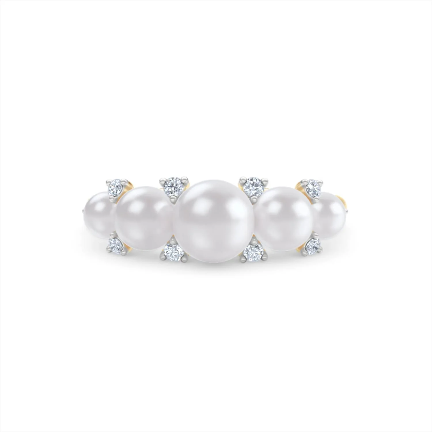 Eden 2.15ct Round Pearl and Lab Diamond 5 Stone Ring in 18K Gold Vermeil - Image 88