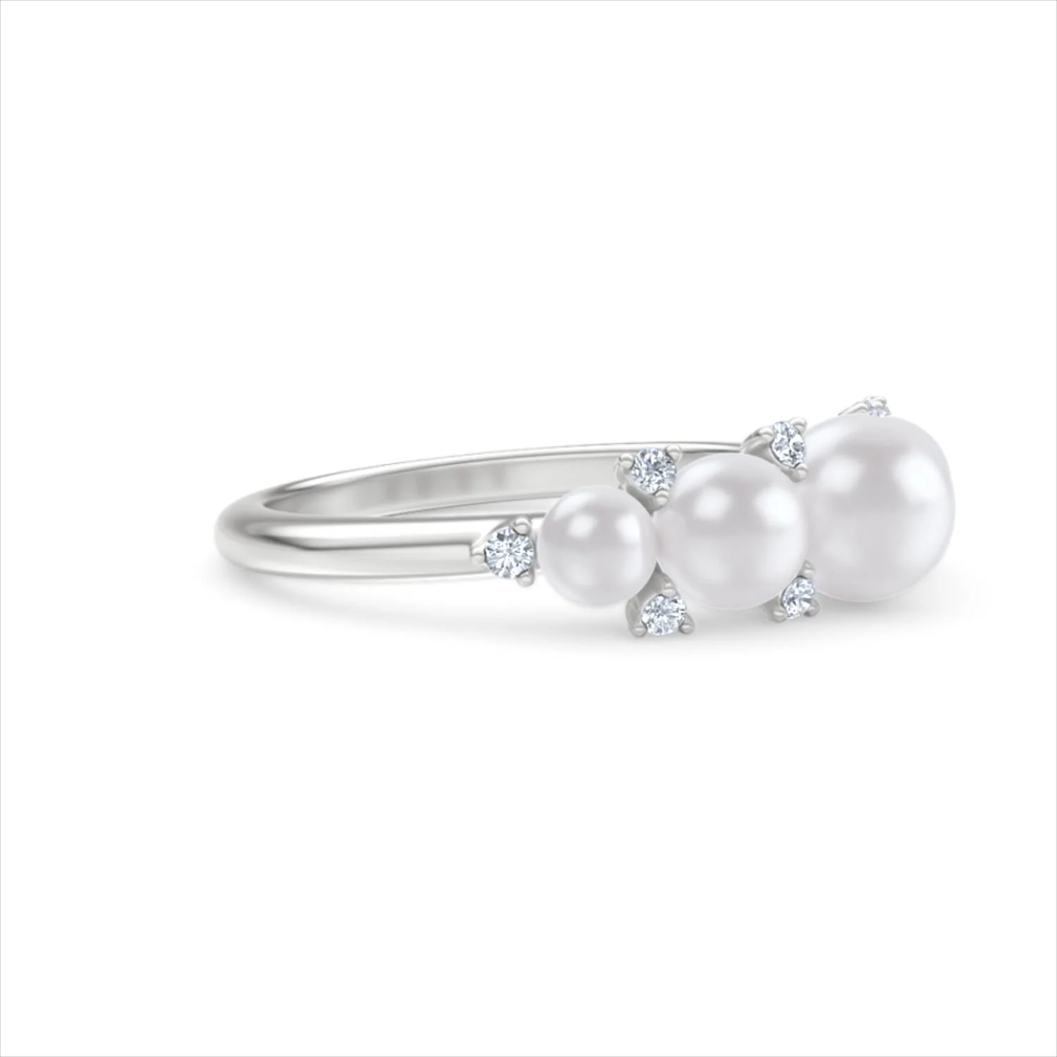 Eden 2.15ct Round Pearl and Lab Diamond 5 Stone Ring in Sterling Silver - Image 21