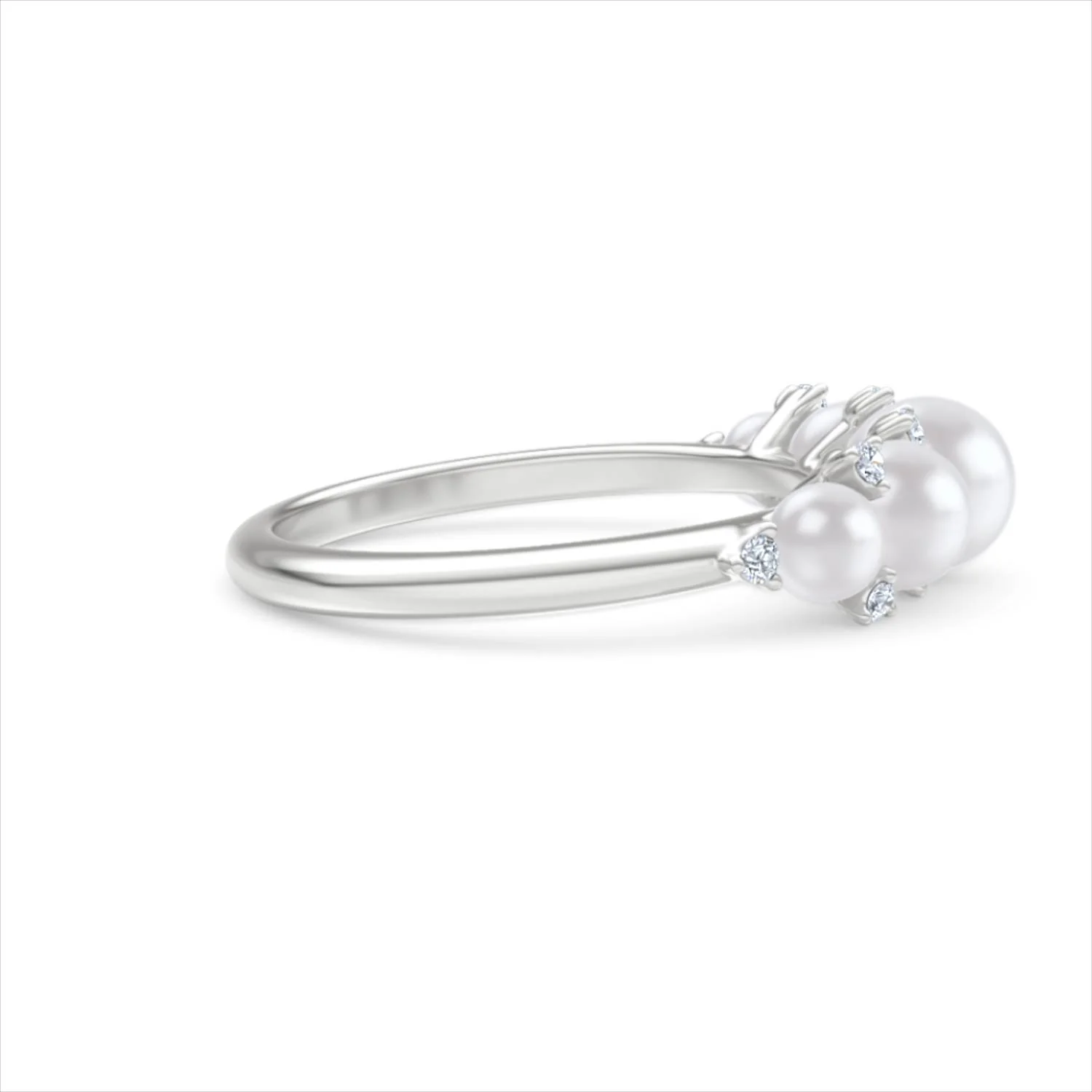 Eden 2.15ct Round Pearl and Lab Diamond 5 Stone Ring in Sterling Silver - Image 29