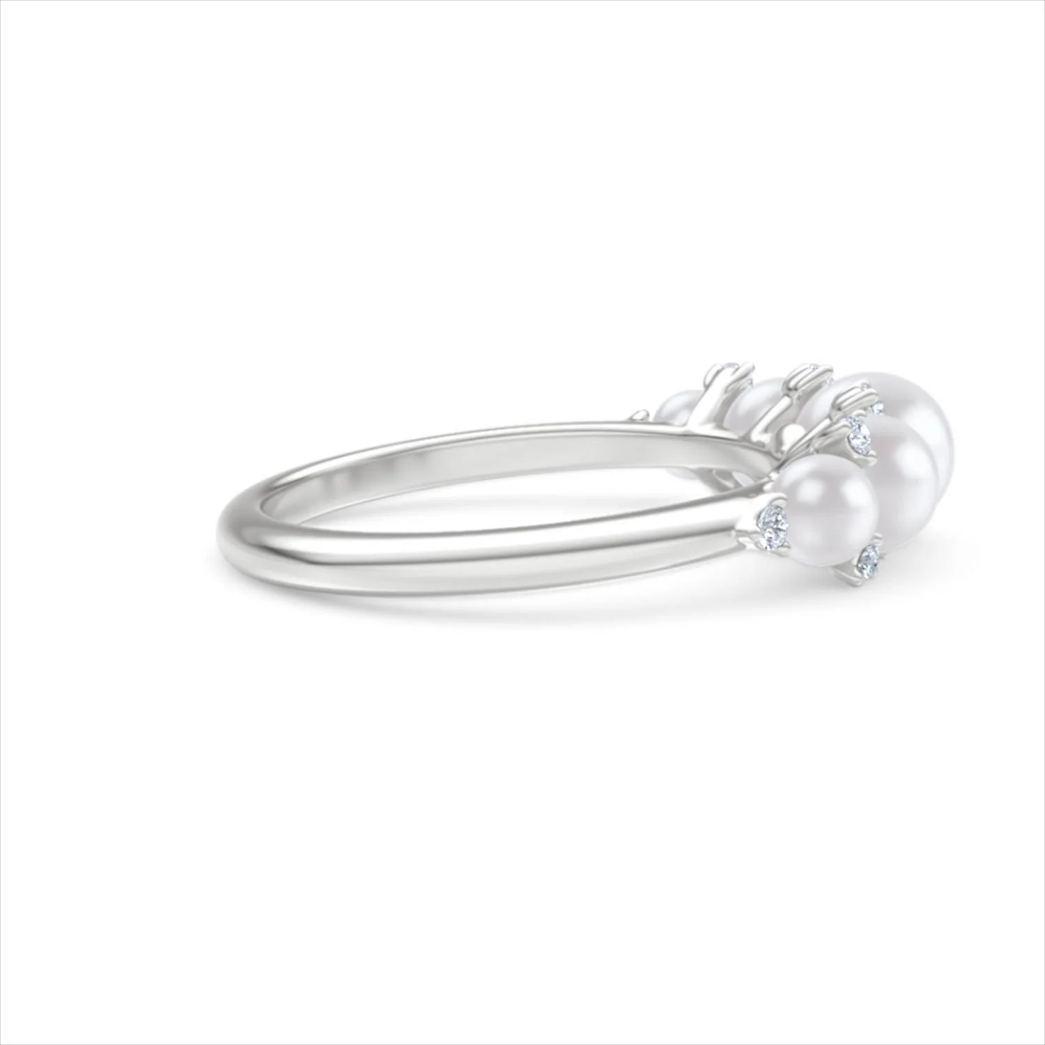 Eden 2.15ct Round Pearl and Lab Diamond 5 Stone Ring in Sterling Silver - Image 31
