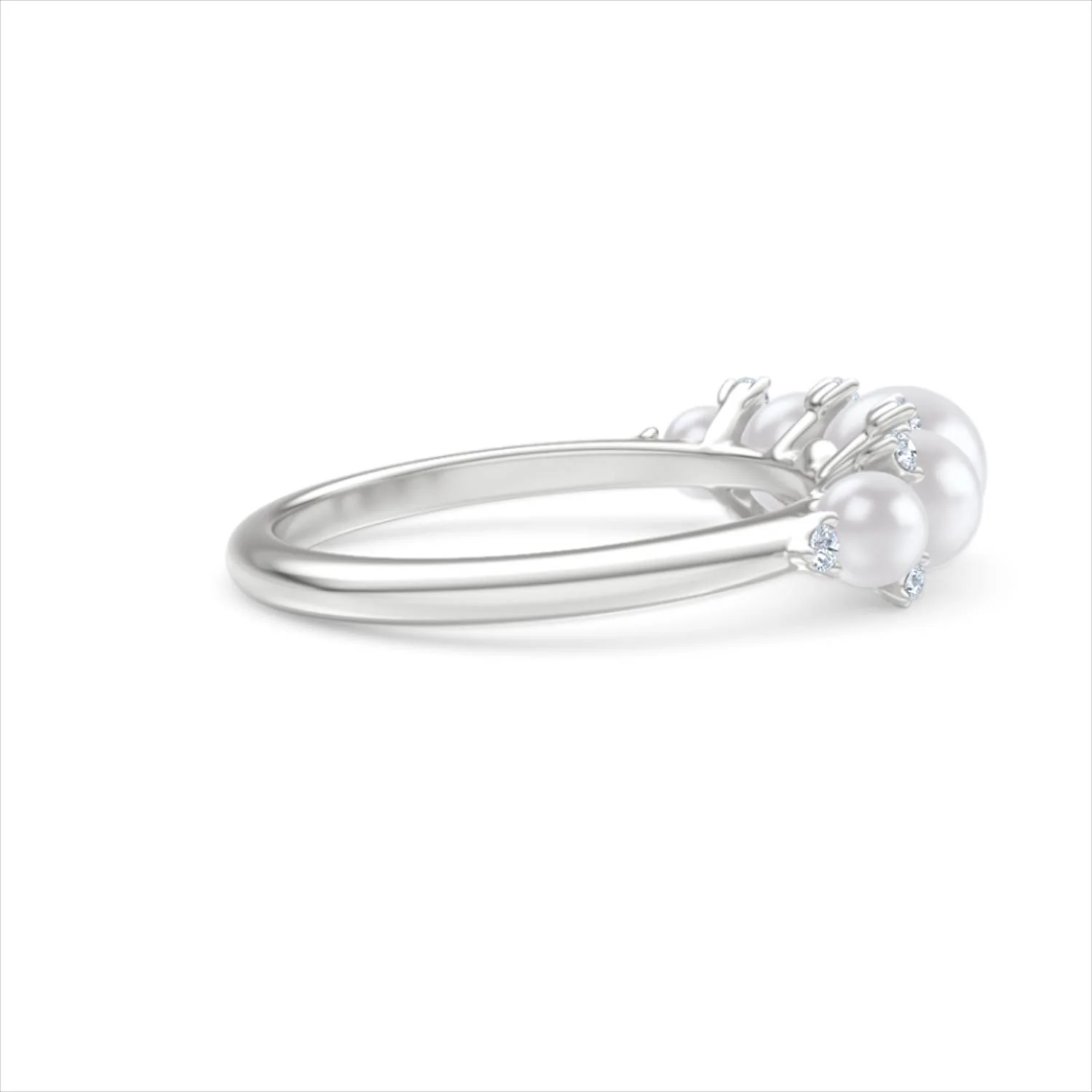 Eden 2.15ct Round Pearl and Lab Diamond 5 Stone Ring in Sterling Silver - Image 32