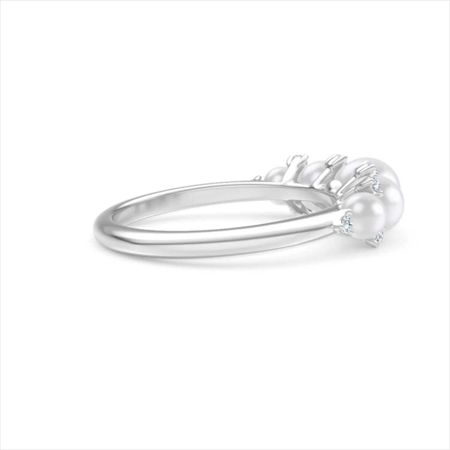 Eden 2.15ct Round Pearl and Lab Diamond 5 Stone Ring in Sterling Silver - Image 33