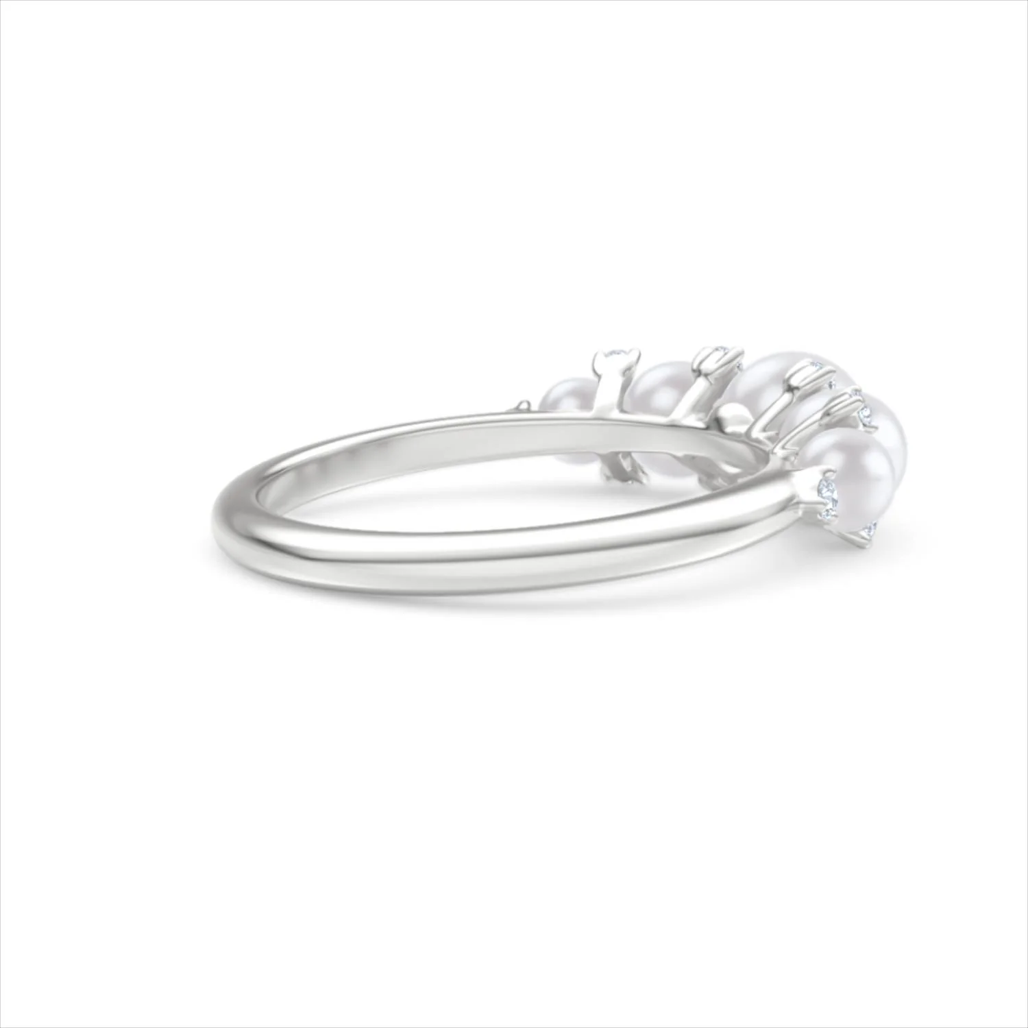 Eden 2.15ct Round Pearl and Lab Diamond 5 Stone Ring in Sterling Silver - Image 36