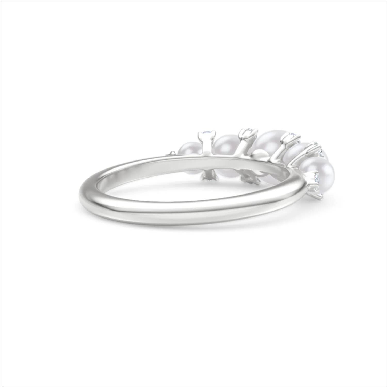 Eden 2.15ct Round Pearl and Lab Diamond 5 Stone Ring in Sterling Silver - Image 39