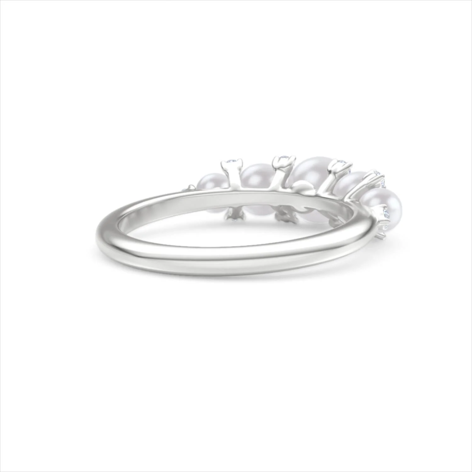 Eden 2.15ct Round Pearl and Lab Diamond 5 Stone Ring in Sterling Silver - Image 41