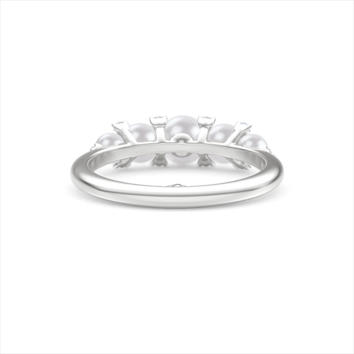 Eden 2.15ct Round Pearl and Lab Diamond 5 Stone Ring in Sterling Silver - Image 48