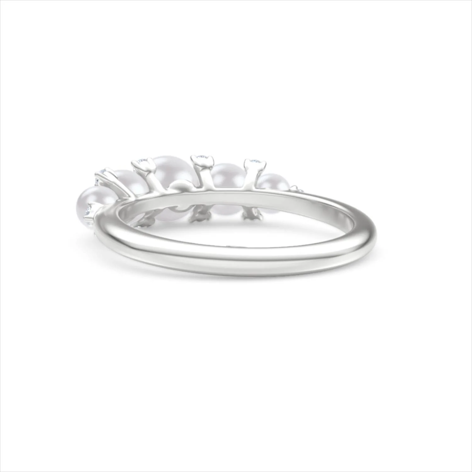 Eden 2.15ct Round Pearl and Lab Diamond 5 Stone Ring in Sterling Silver - Image 55