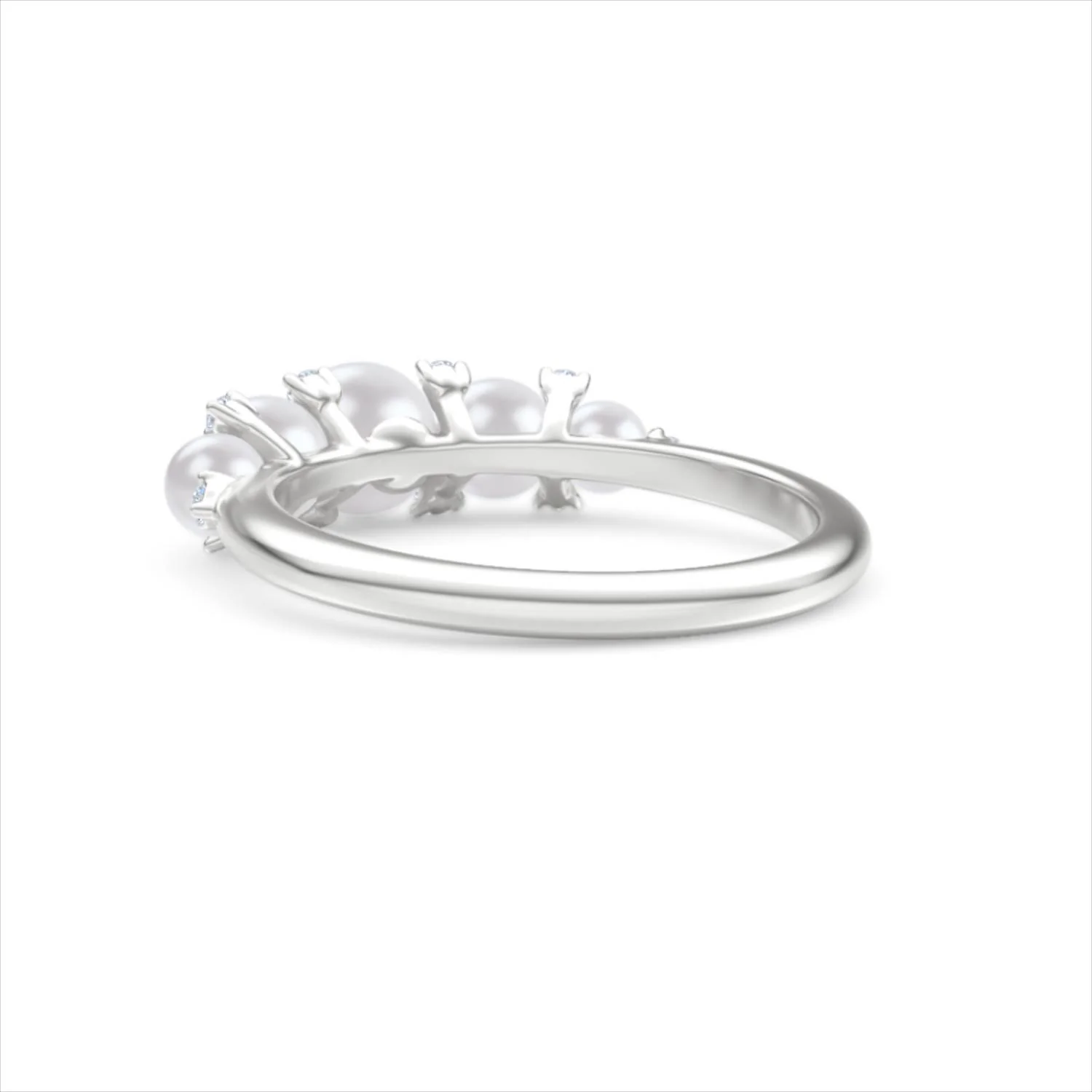 Eden 2.15ct Round Pearl and Lab Diamond 5 Stone Ring in Sterling Silver - Image 56