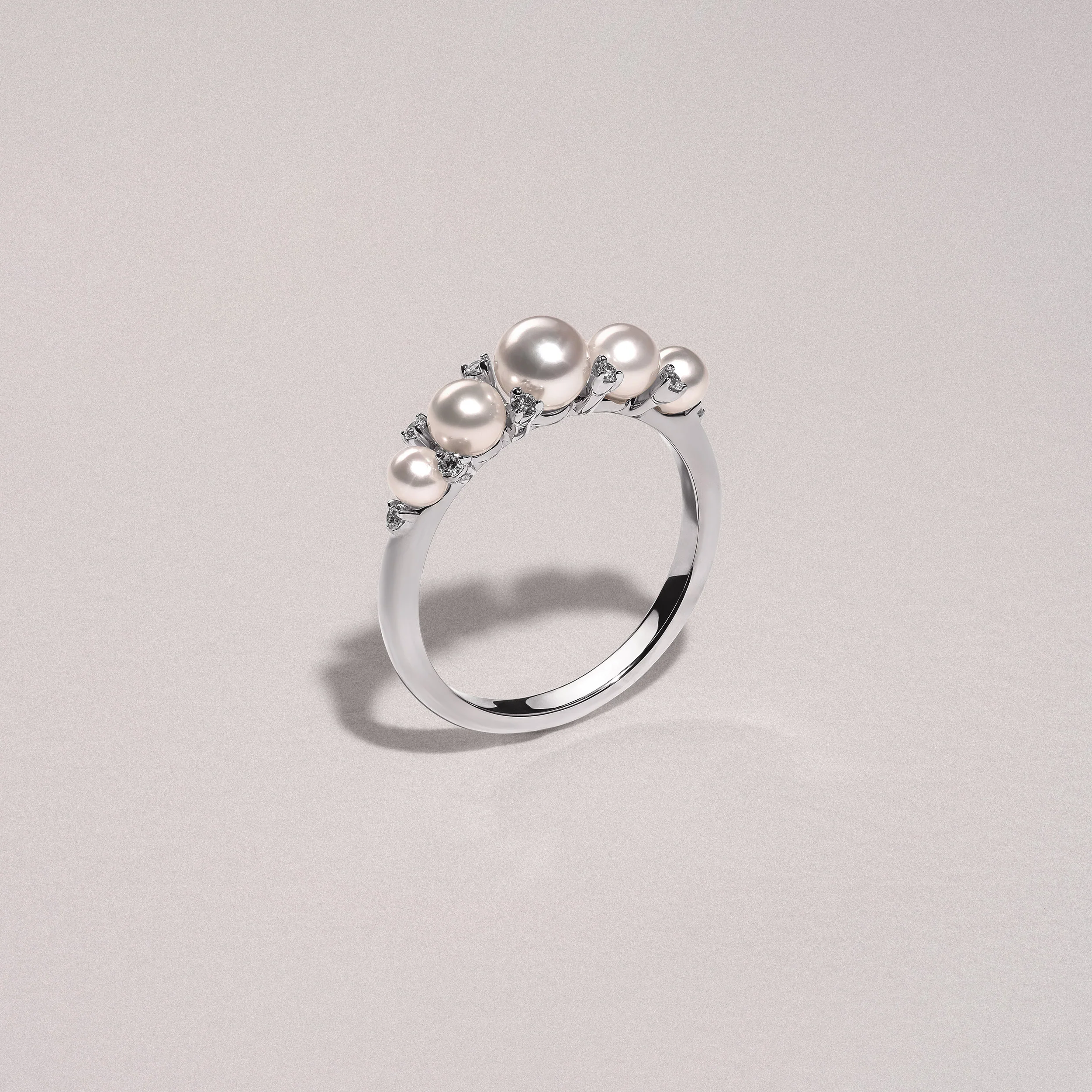 Eden 2.15ct Round Pearl and Lab Diamond 5 Stone Ring in Sterling Silver - Image 6