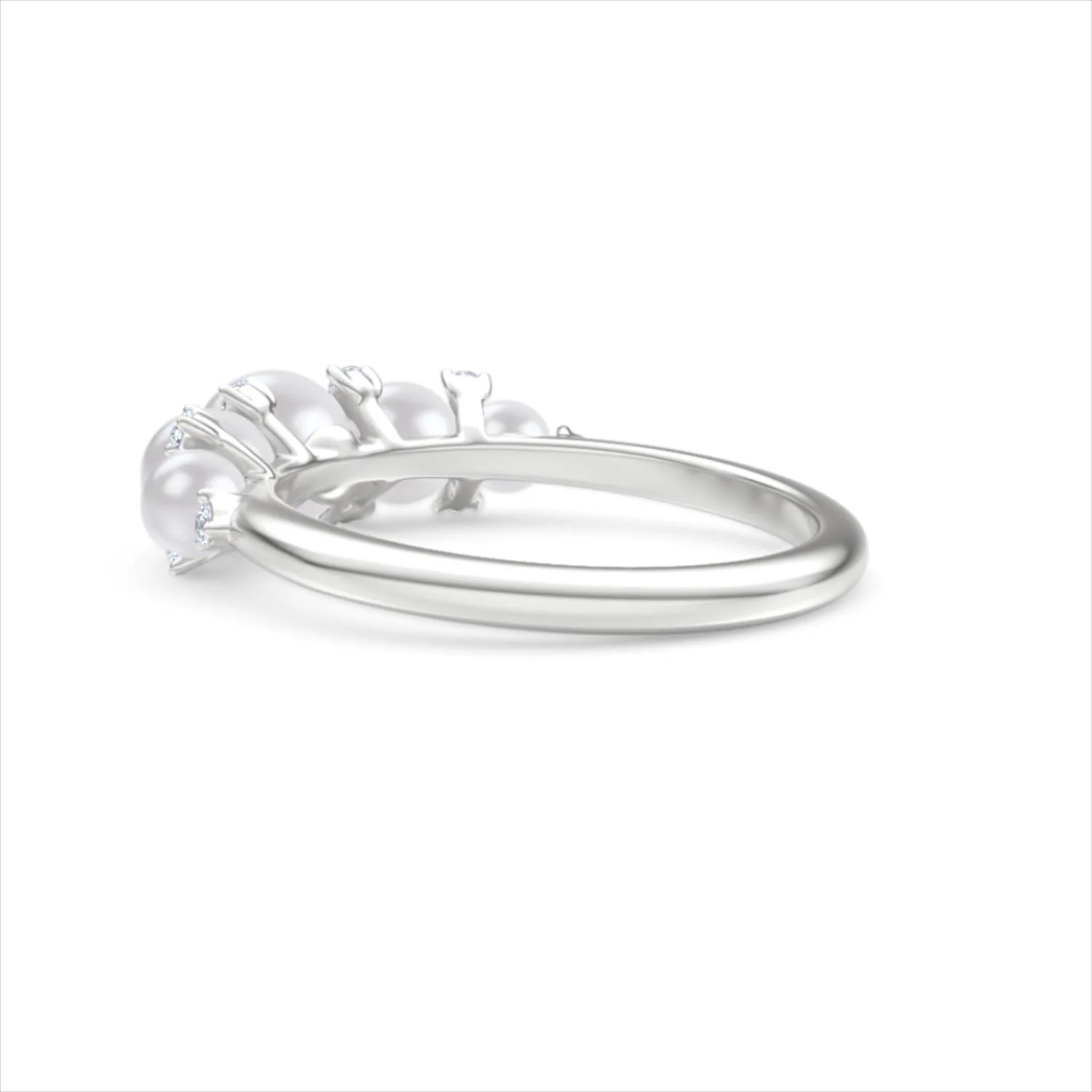Eden 2.15ct Round Pearl and Lab Diamond 5 Stone Ring in Sterling Silver - Image 60