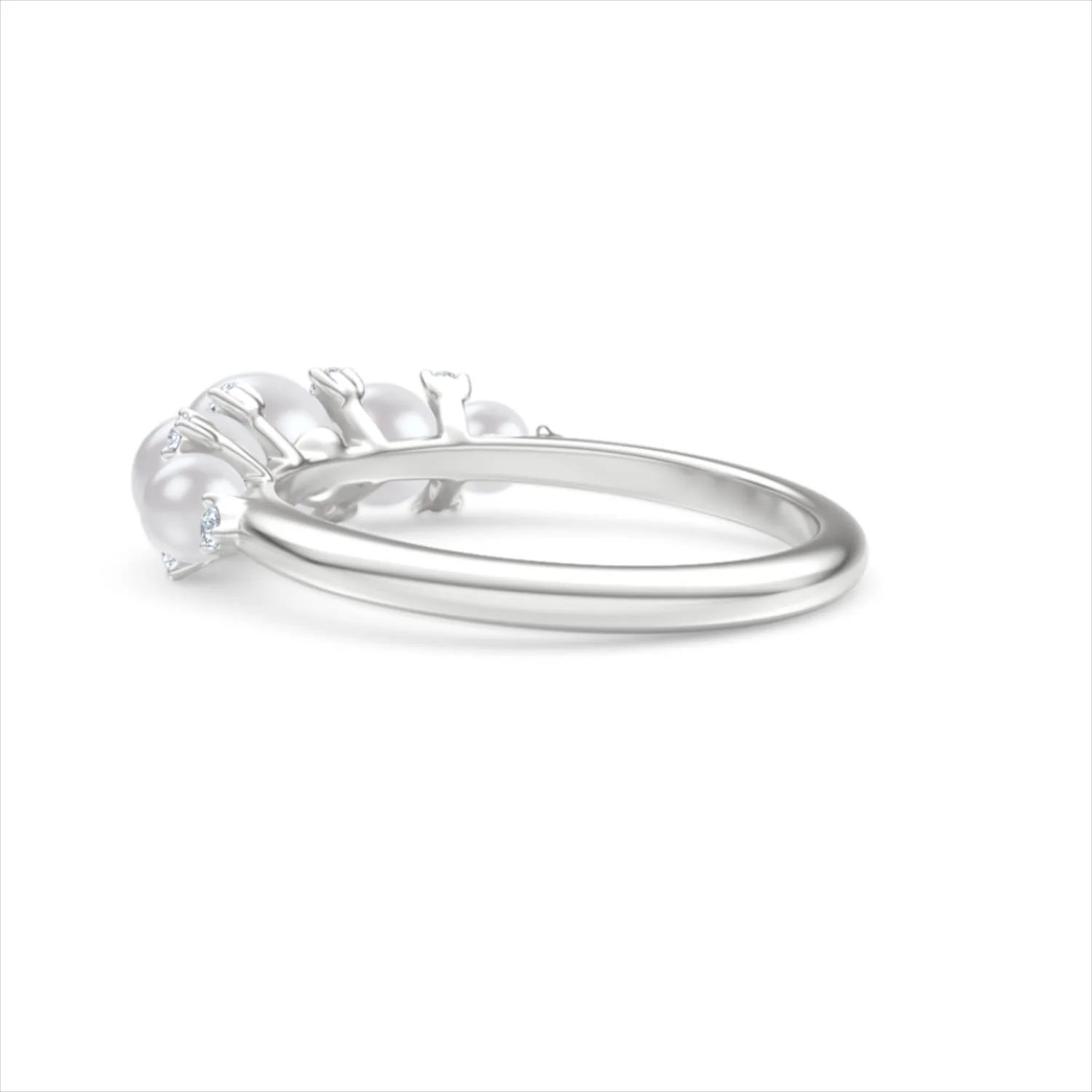 Eden 2.15ct Round Pearl and Lab Diamond 5 Stone Ring in Sterling Silver - Image 61