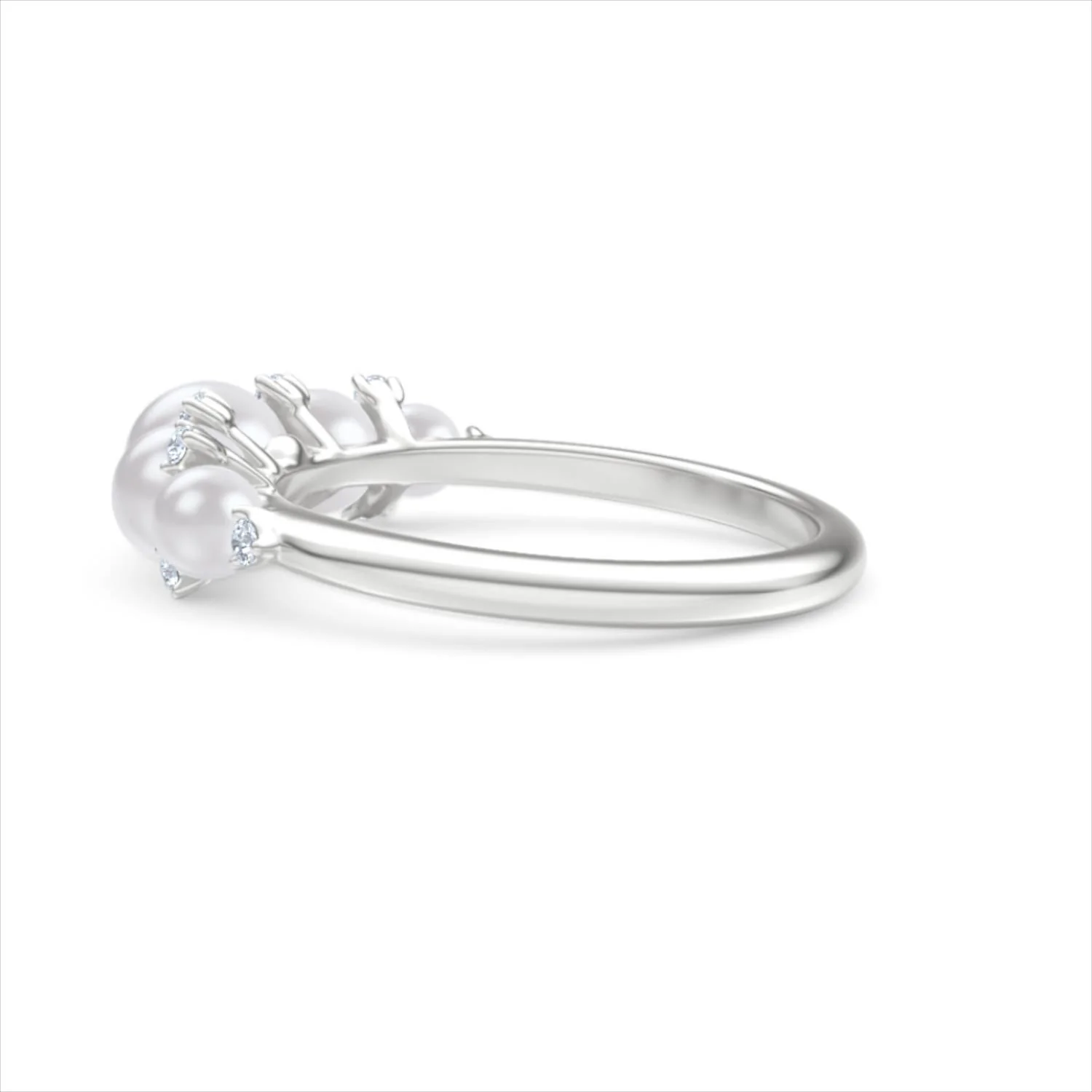 Eden 2.15ct Round Pearl and Lab Diamond 5 Stone Ring in Sterling Silver - Image 64