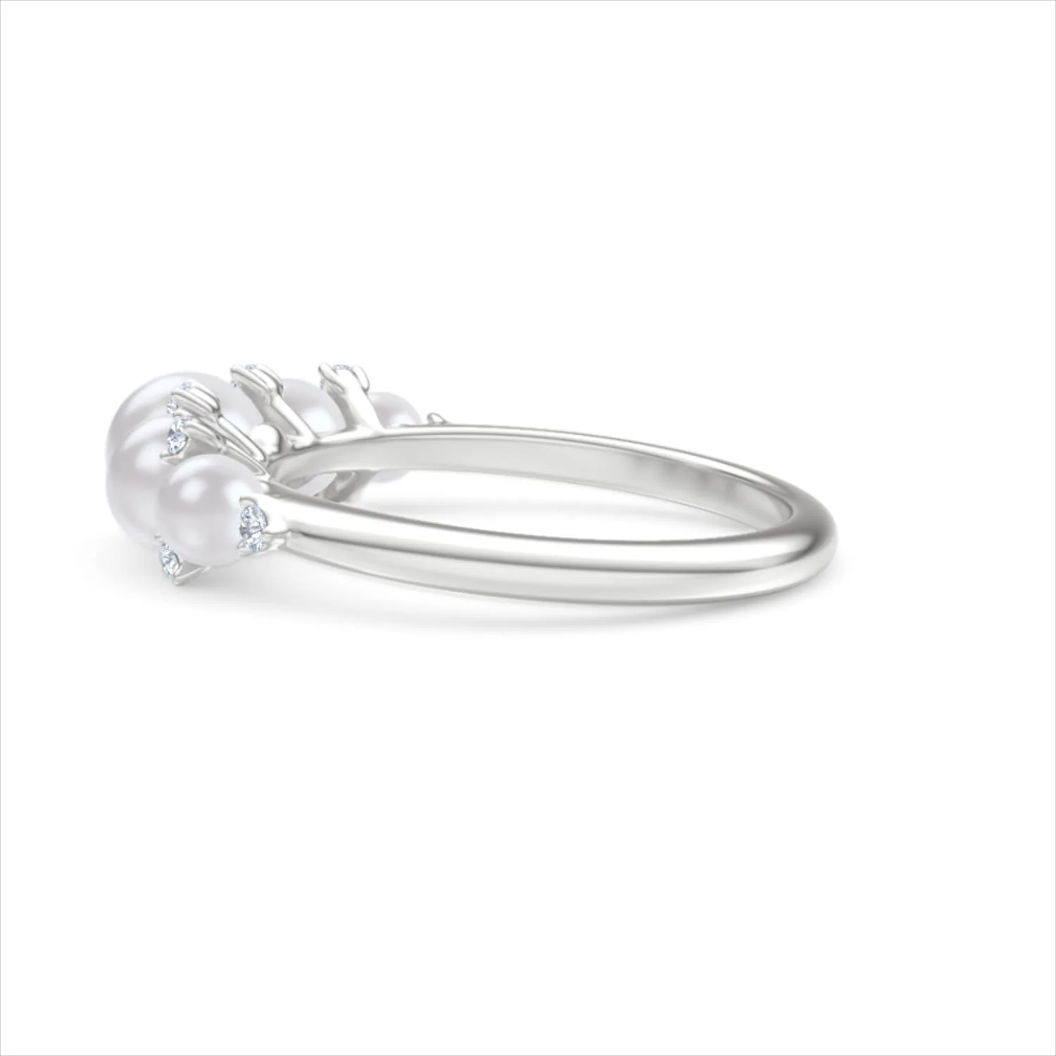 Eden 2.15ct Round Pearl and Lab Diamond 5 Stone Ring in Sterling Silver - Image 65