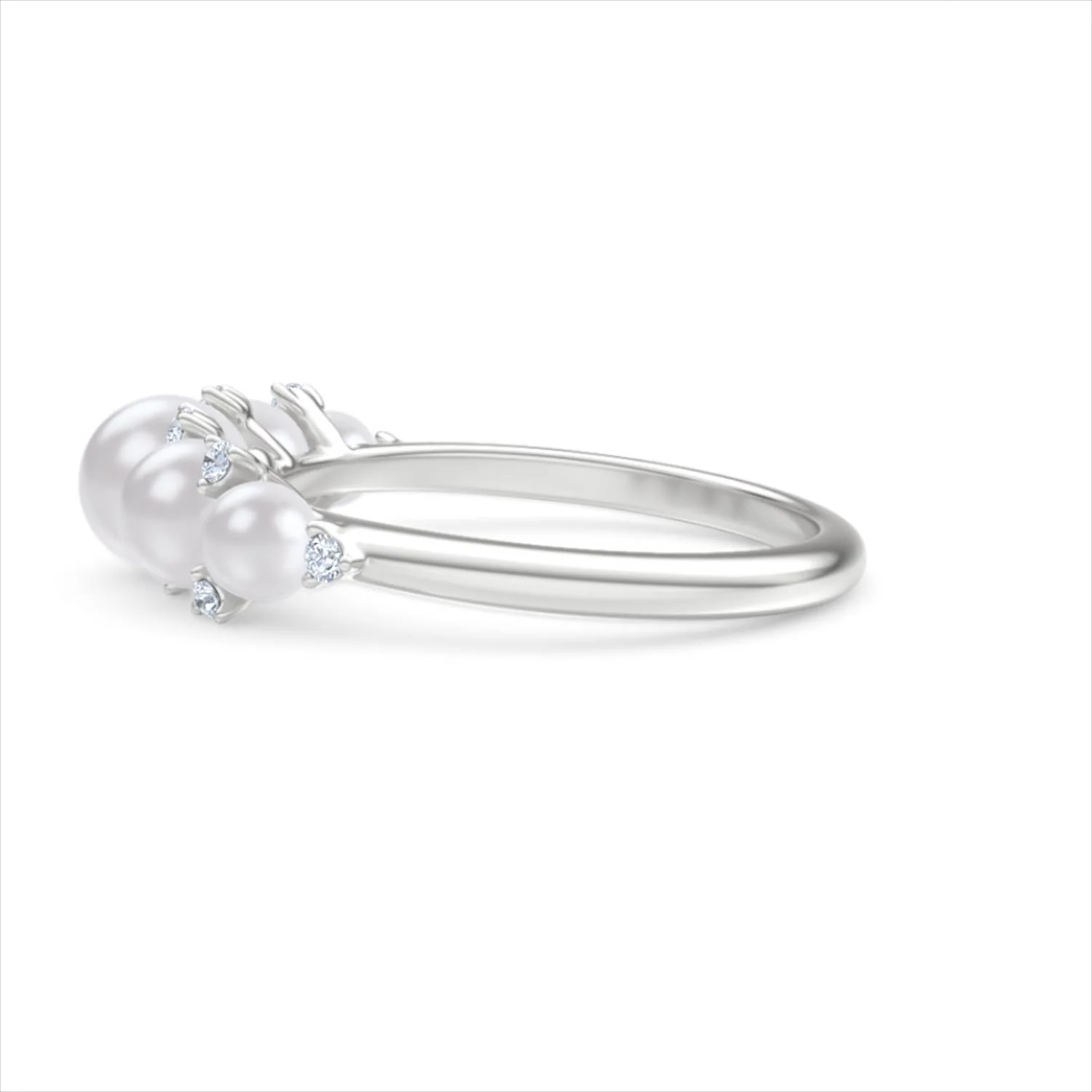 Eden 2.15ct Round Pearl and Lab Diamond 5 Stone Ring in Sterling Silver - Image 68