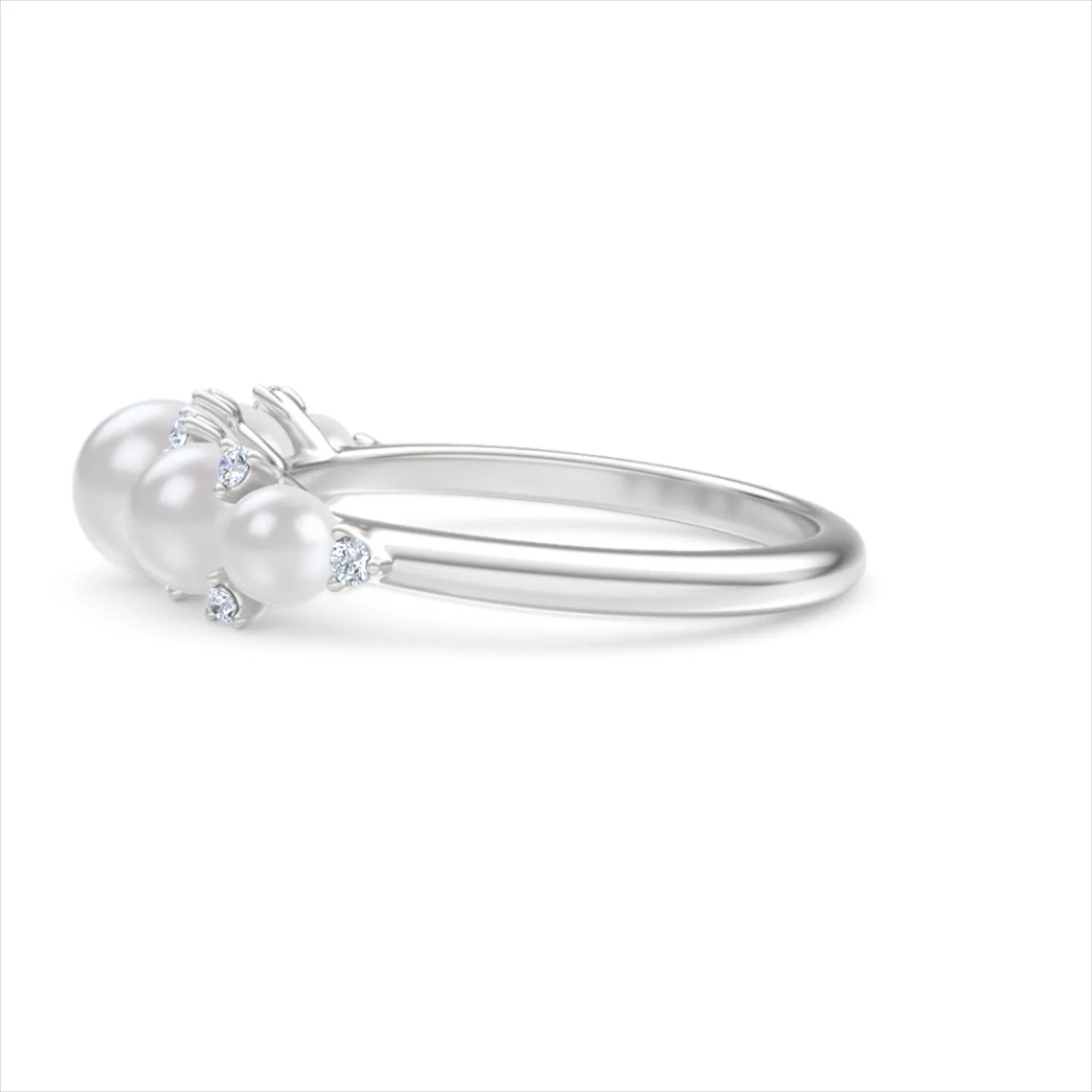 Eden 2.15ct Round Pearl and Lab Diamond 5 Stone Ring in Sterling Silver - Image 69
