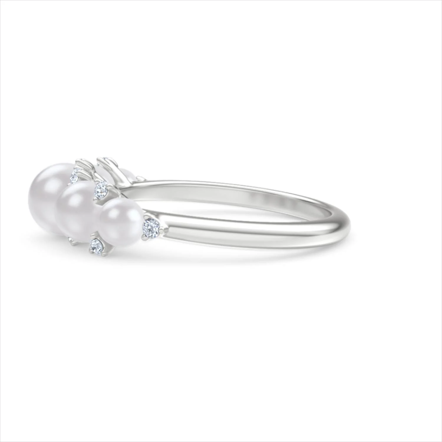 Eden 2.15ct Round Pearl and Lab Diamond 5 Stone Ring in Sterling Silver - Image 70