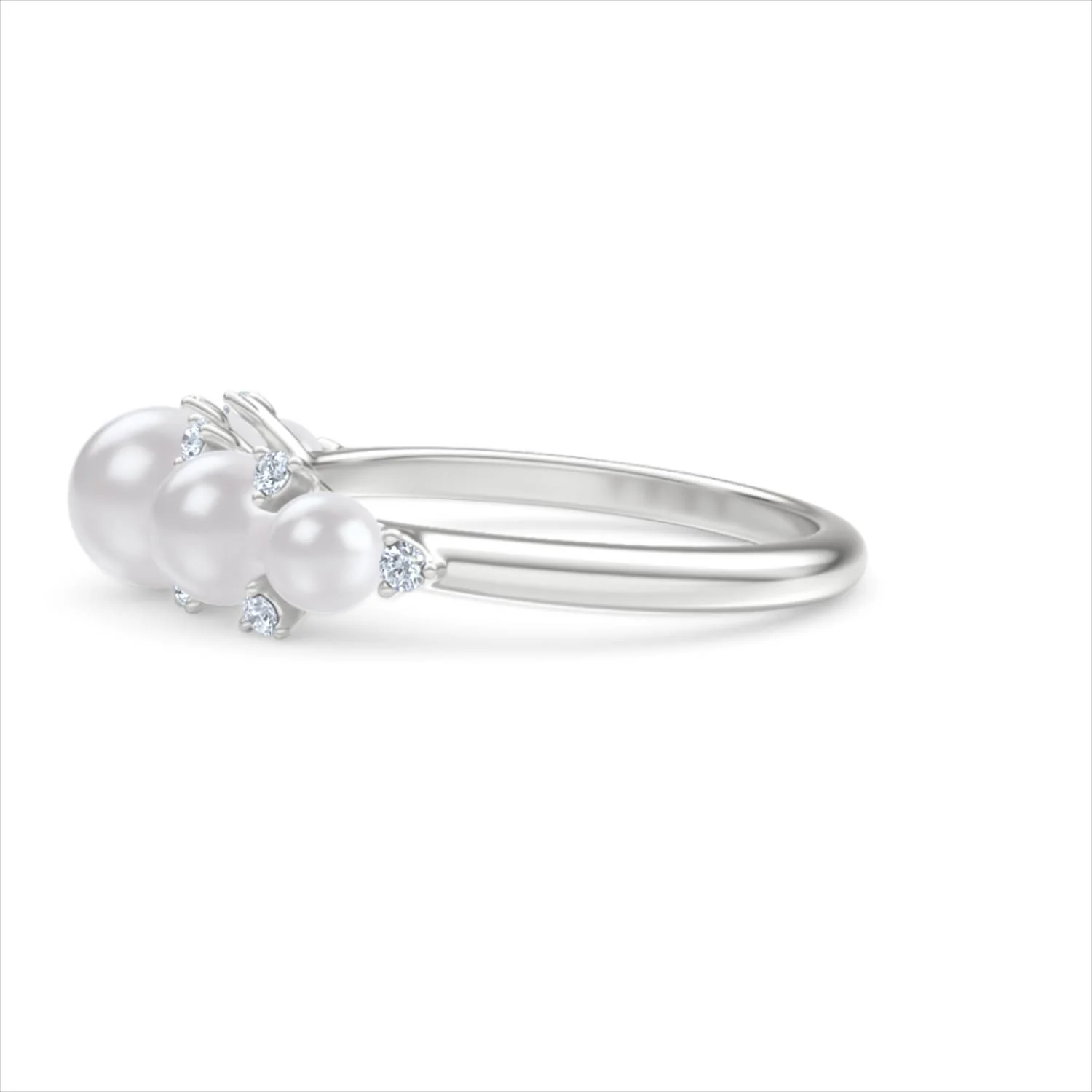 Eden 2.15ct Round Pearl and Lab Diamond 5 Stone Ring in Sterling Silver - Image 71