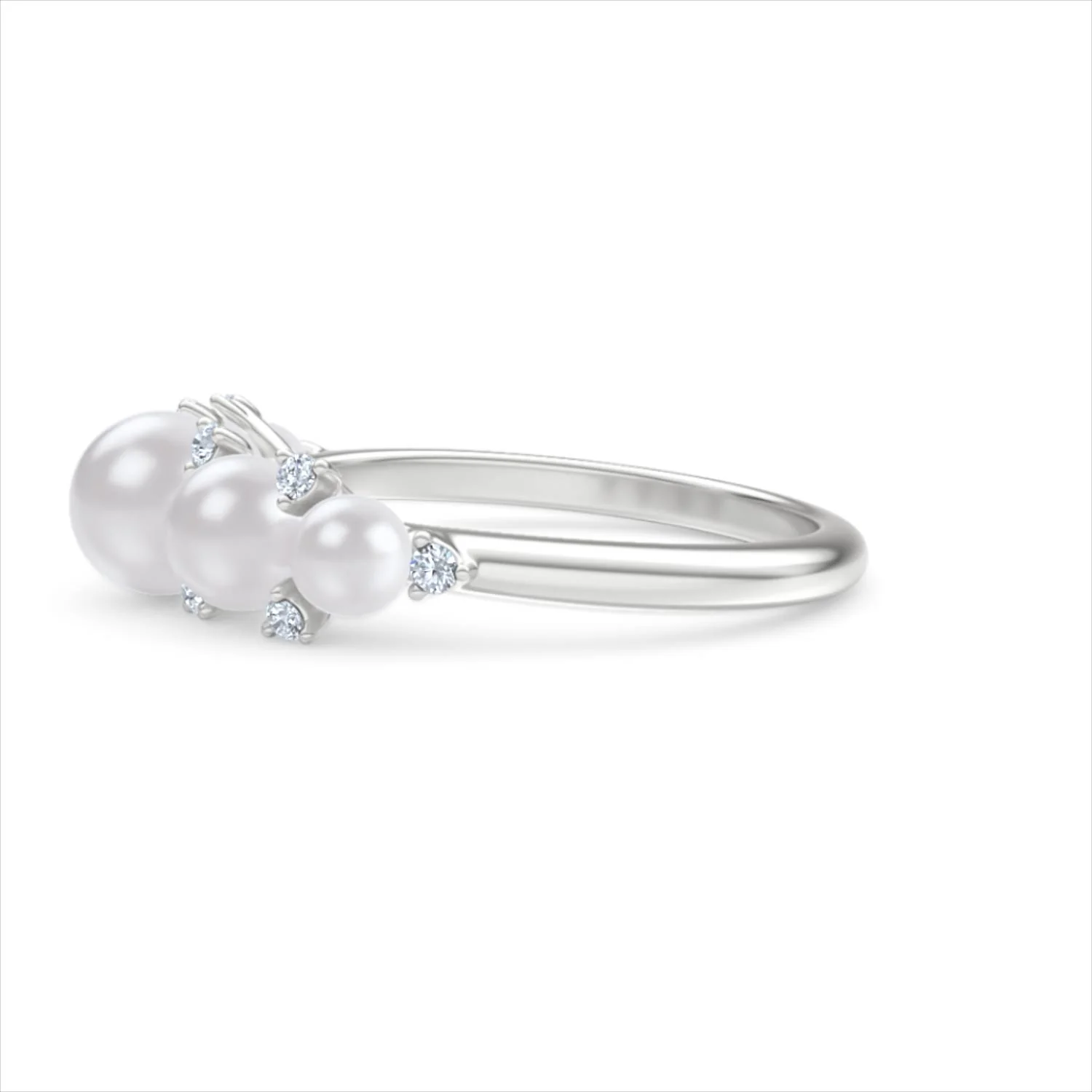 Eden 2.15ct Round Pearl and Lab Diamond 5 Stone Ring in Sterling Silver - Image 72