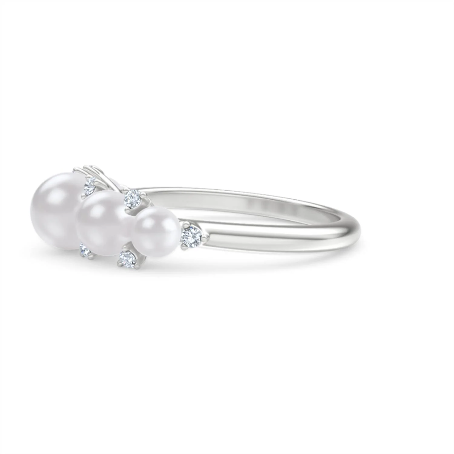 Eden 2.15ct Round Pearl and Lab Diamond 5 Stone Ring in Sterling Silver - Image 73