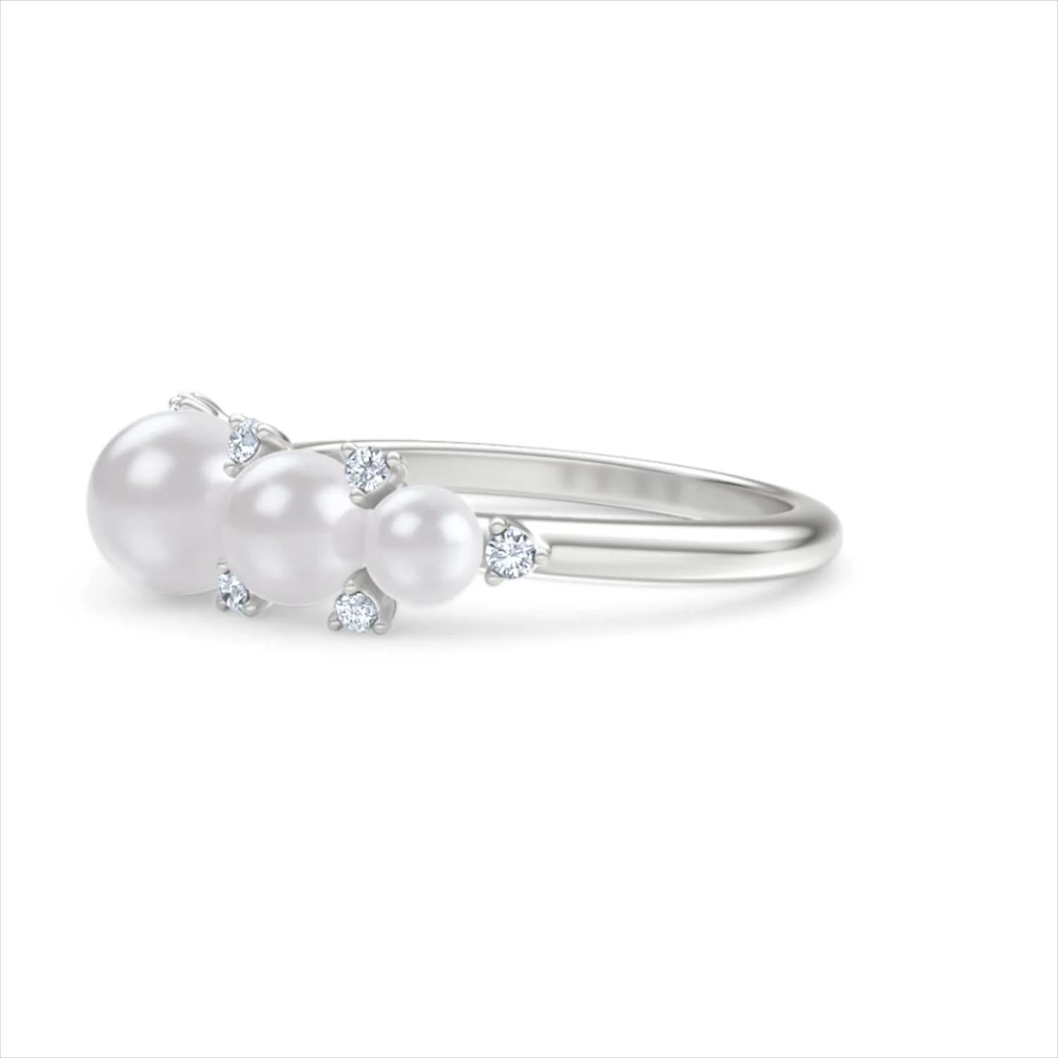 Eden 2.15ct Round Pearl and Lab Diamond 5 Stone Ring in Sterling Silver - Image 75