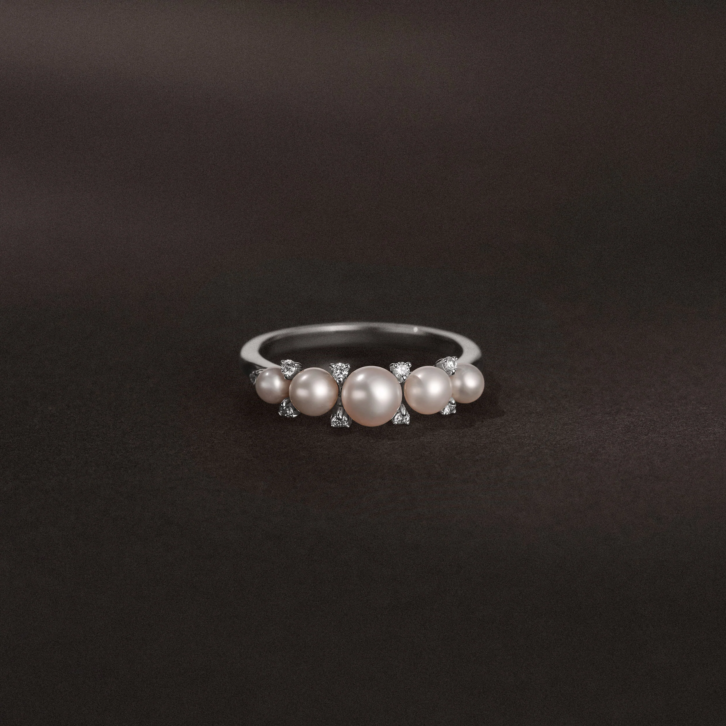 Eden 2.15ct Round Pearl and Lab Diamond 5 Stone Ring in Sterling Silver - Image 8