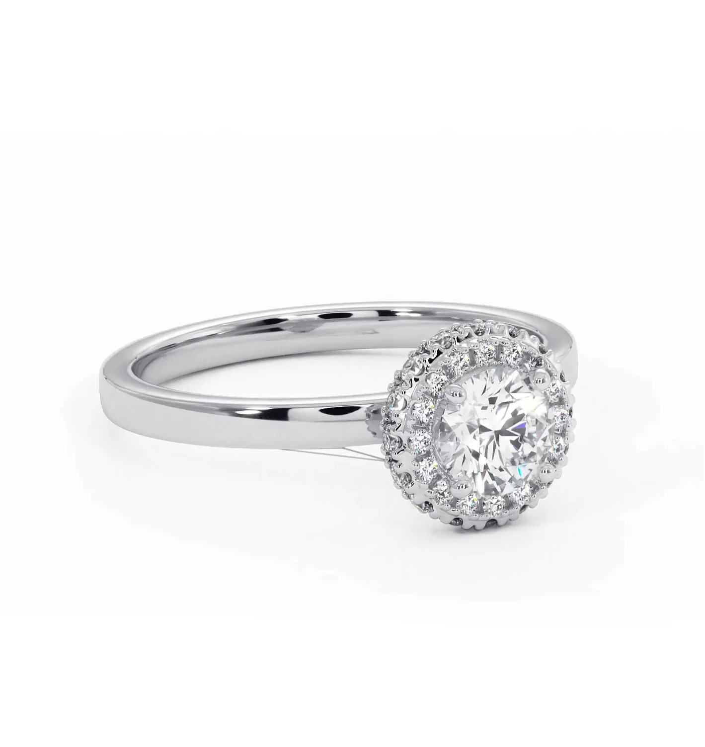 Eleanor Diamond Halo Engagement Ring in Platinum 0.65ct G/SI2 - Image 80