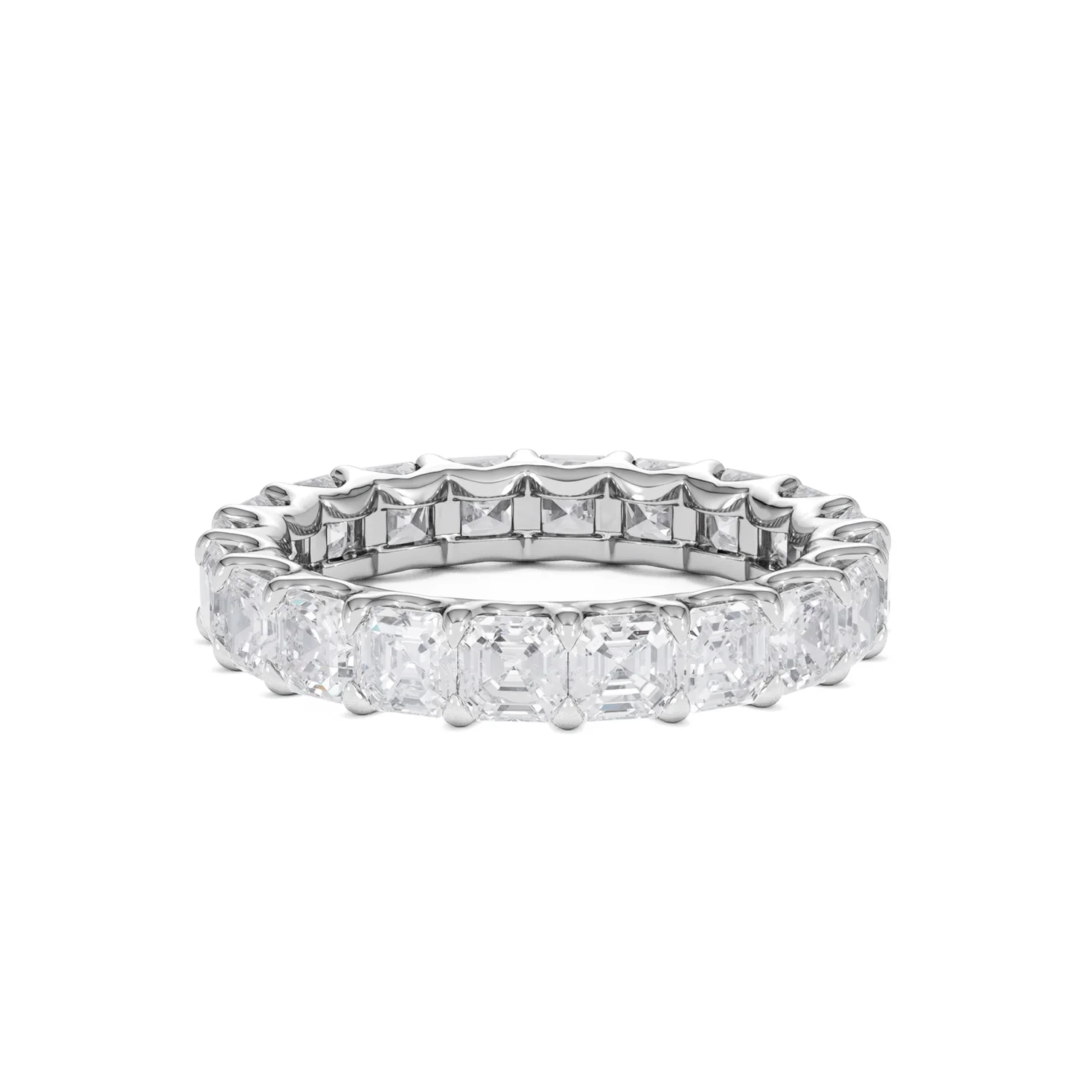 Elisa Diamond Eternity Ring Asscher Cut 3.2ct VVs Platinum Size H-I - Image 11