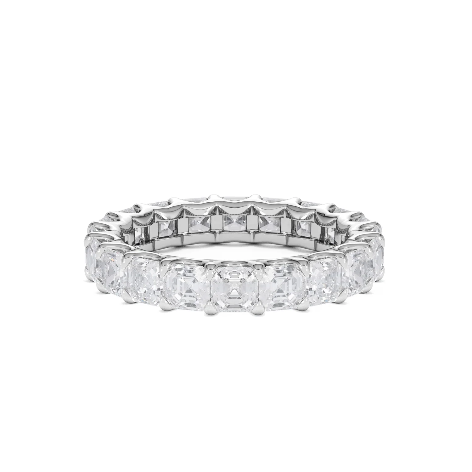Elisa Diamond Eternity Ring Asscher Cut 3.2ct VVs Platinum Size H-I - Image 16