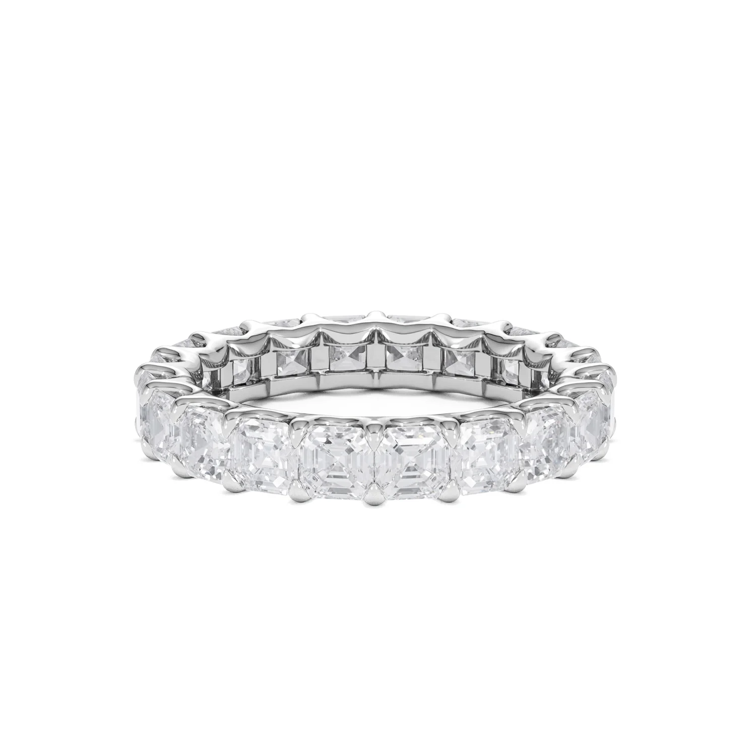 Elisa Diamond Eternity Ring Asscher Cut 3.2ct VVs Platinum Size H-I - Image 18
