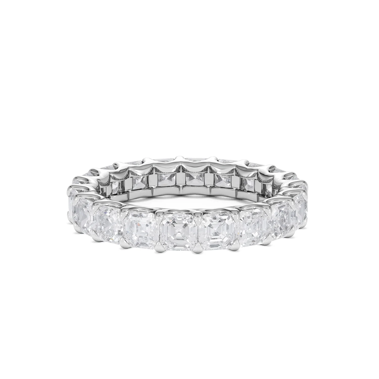 Elisa Diamond Eternity Ring Asscher Cut 3.2ct VVs Platinum Size H-I - Image 19