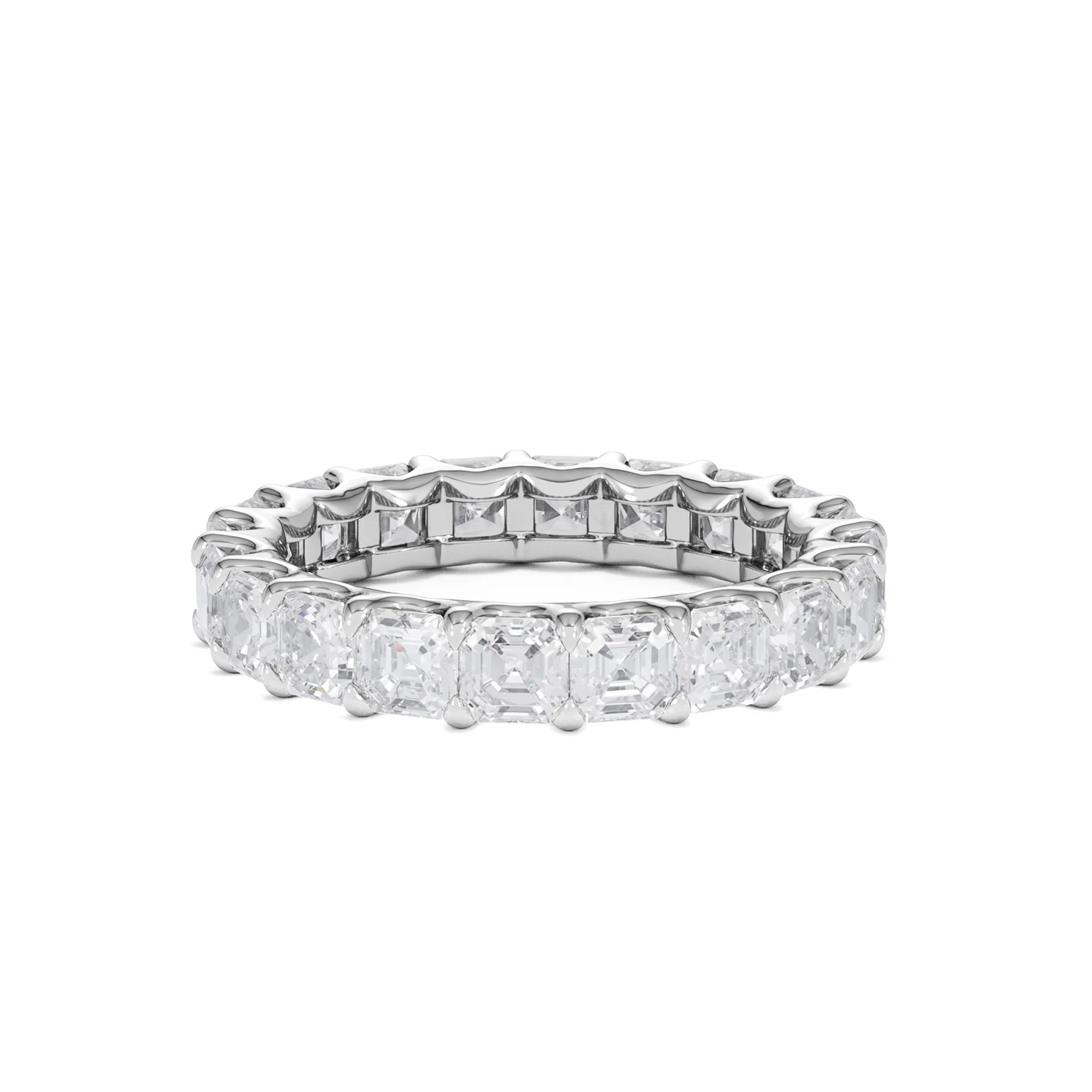 Elisa Diamond Eternity Ring Asscher Cut 3.2ct VVs Platinum Size H-I - Image 27