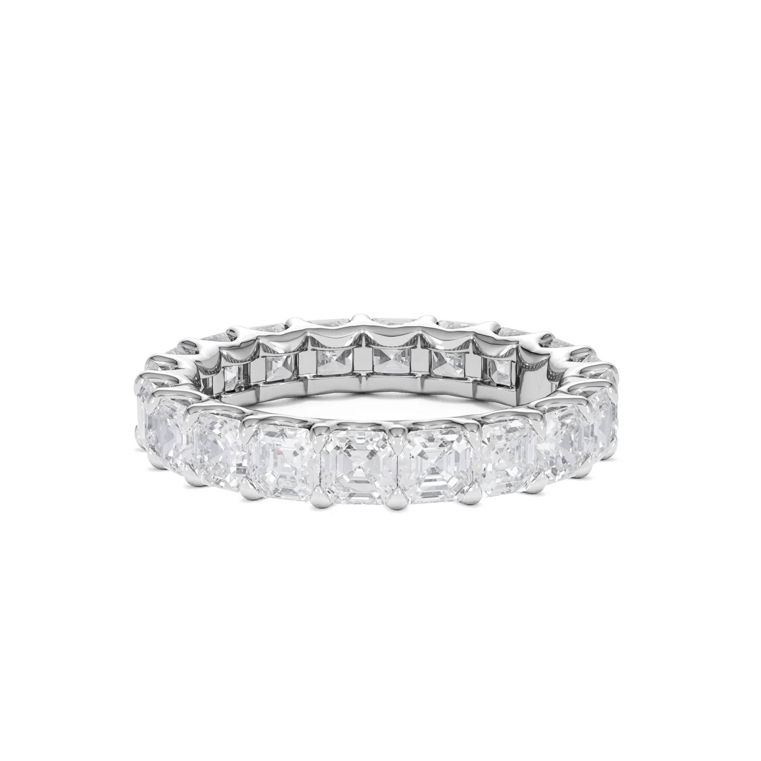 Elisa Diamond Eternity Ring Asscher Cut 3.2ct VVs Platinum Size H-I - Image 35