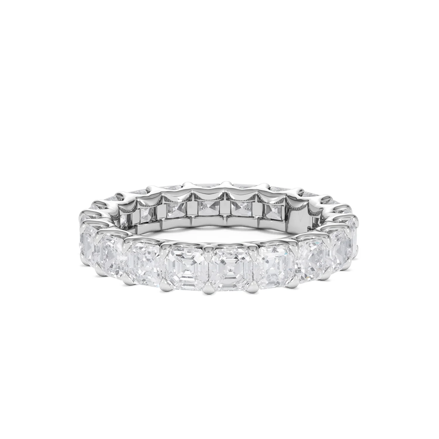 Elisa Diamond Eternity Ring Asscher Cut 3.2ct VVs Platinum Size H-I - Image 37