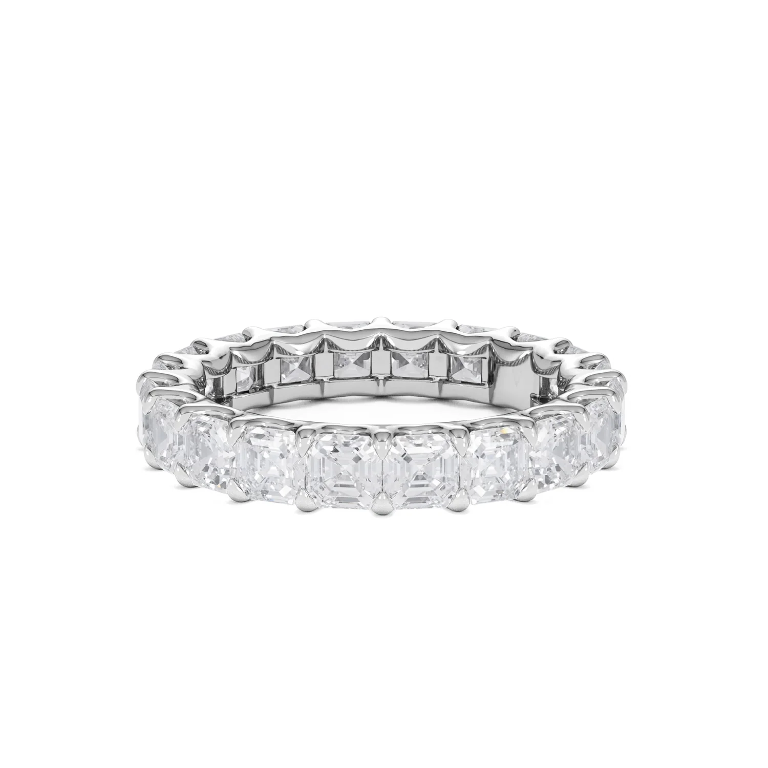 Elisa Diamond Eternity Ring Asscher Cut 3.2ct VVs Platinum Size H-I - Image 38