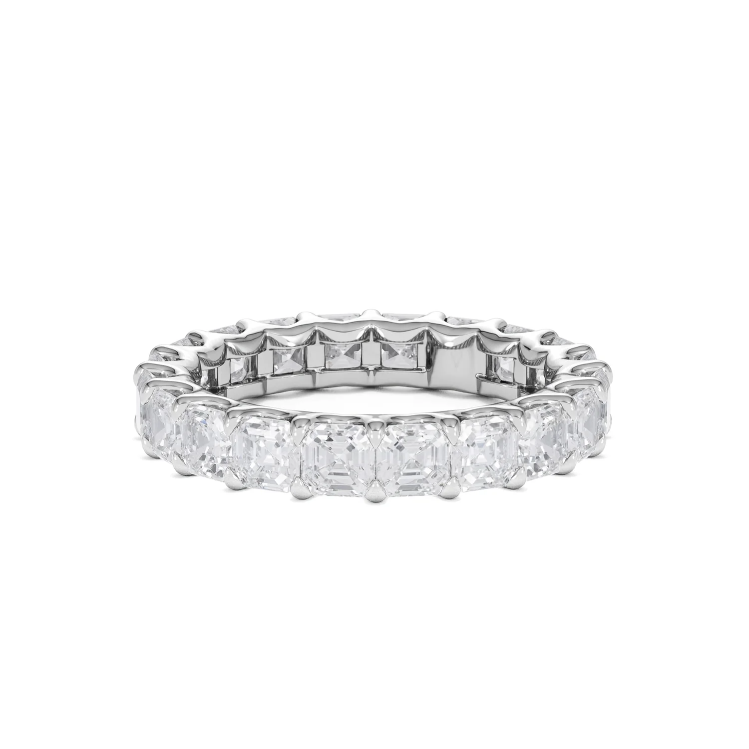 Elisa Diamond Eternity Ring Asscher Cut 3.2ct VVs Platinum Size H-I - Image 42