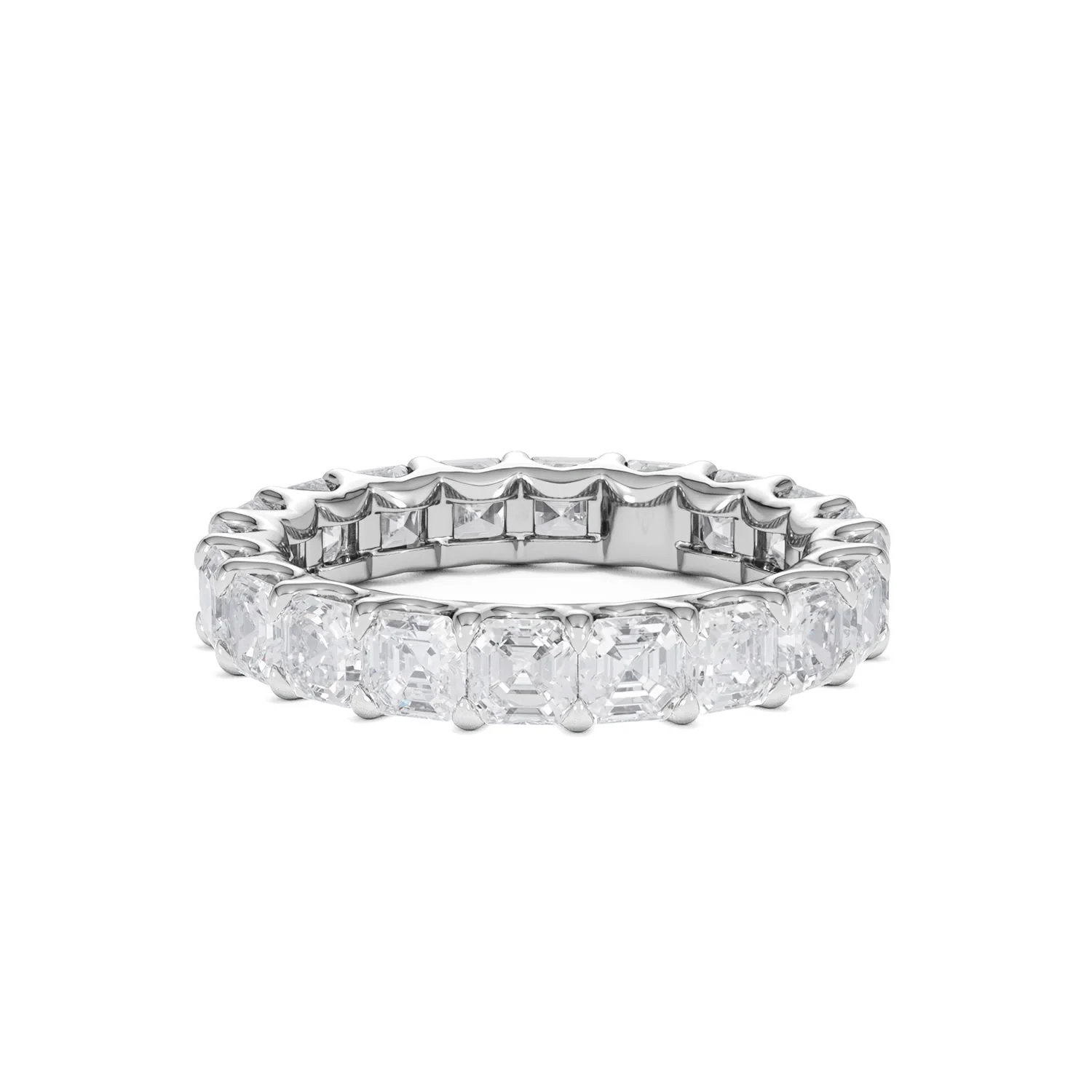 Elisa Diamond Eternity Ring Asscher Cut 3.2ct VVs Platinum Size H-I - Image 43
