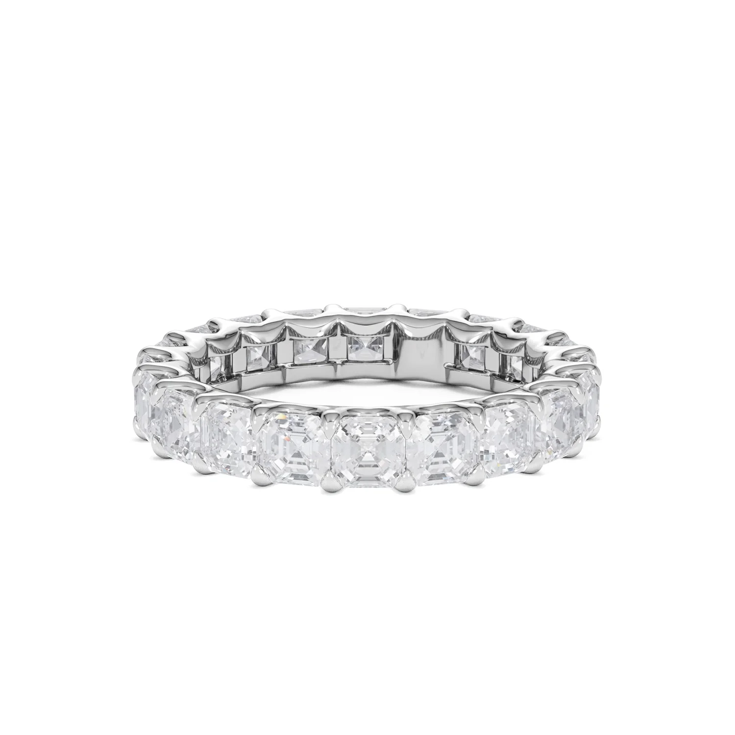 Elisa Diamond Eternity Ring Asscher Cut 3.2ct VVs Platinum Size H-I - Image 44