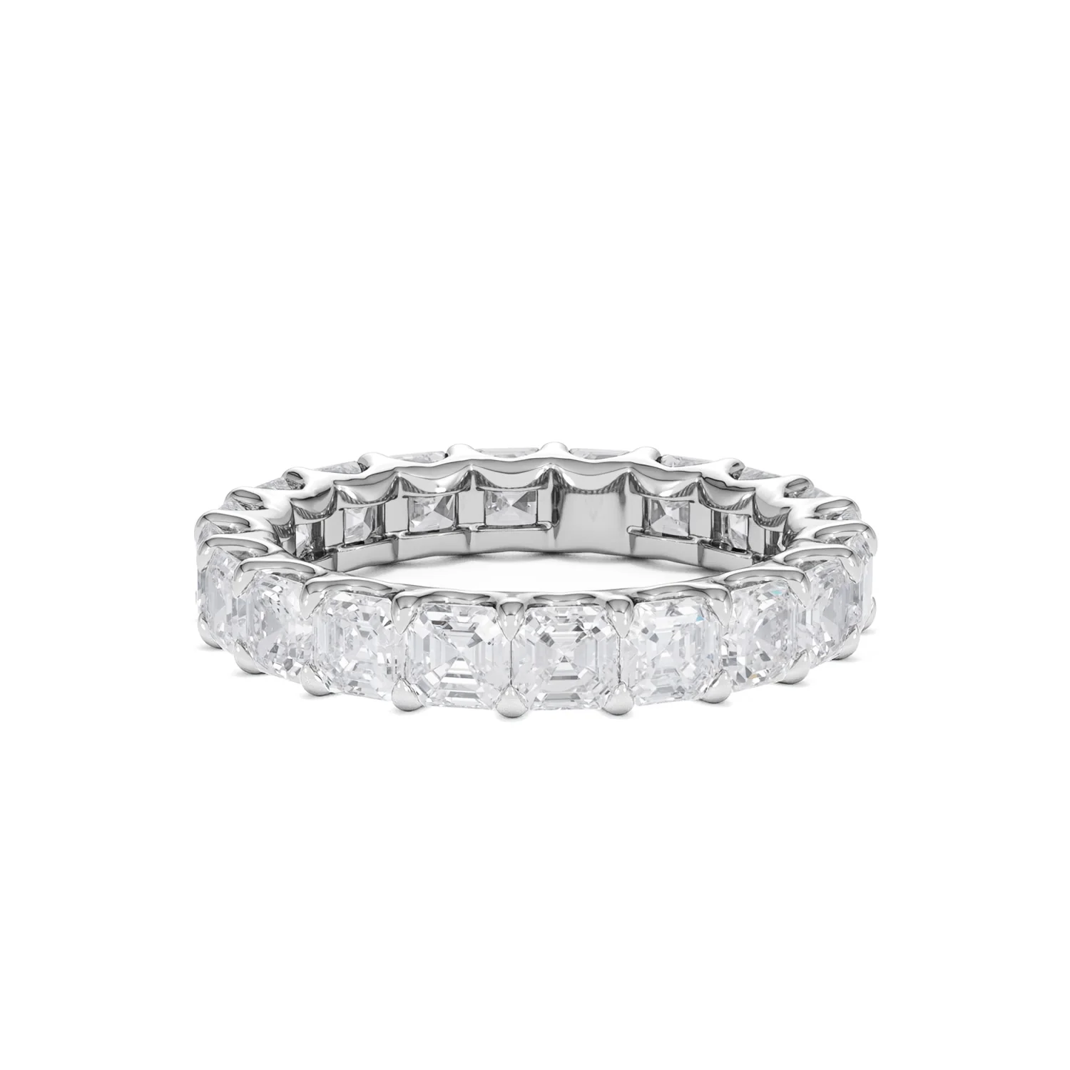 Elisa Diamond Eternity Ring Asscher Cut 3.2ct VVs Platinum Size H-I - Image 45