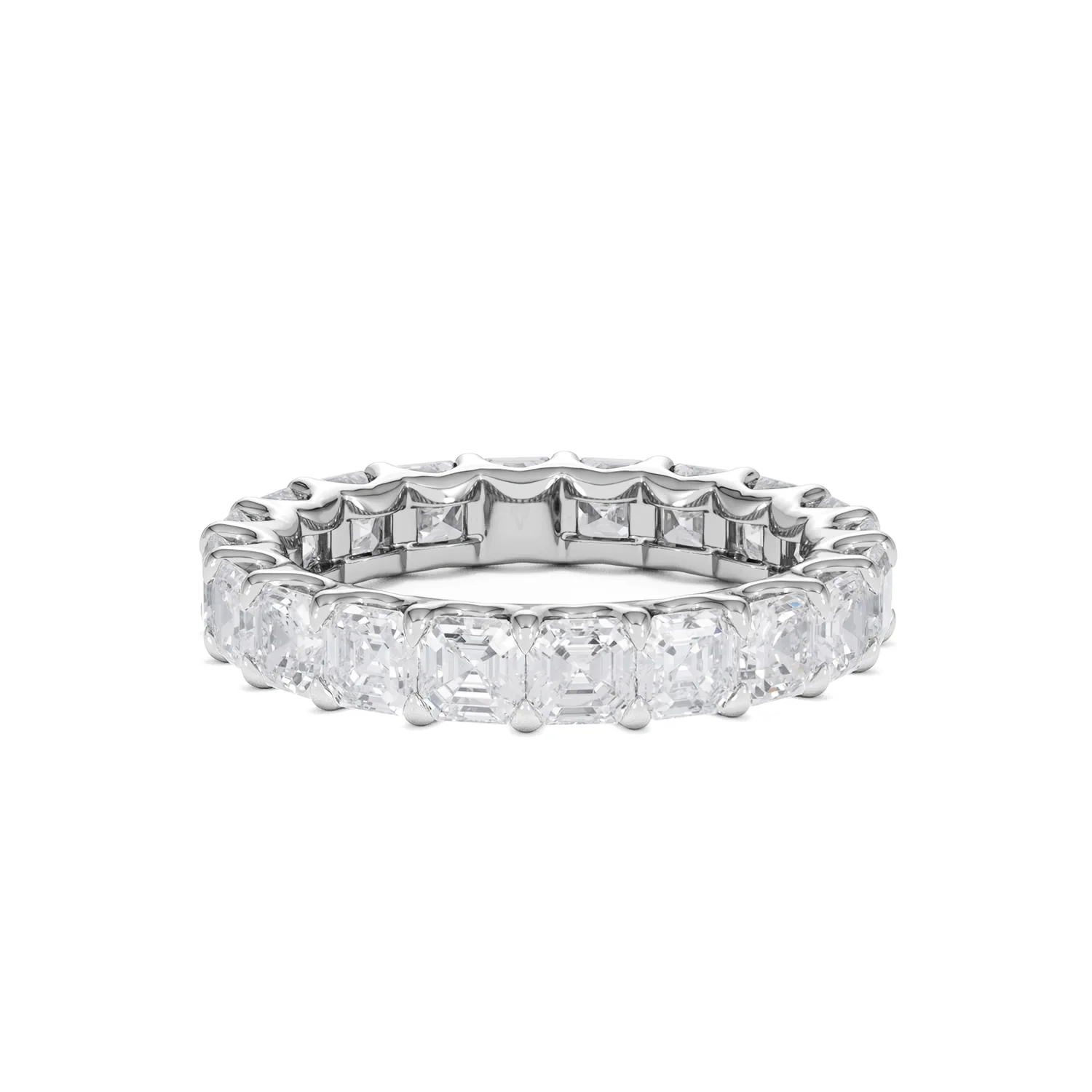 Elisa Diamond Eternity Ring Asscher Cut 3.2ct VVs Platinum Size H-I - Image 49