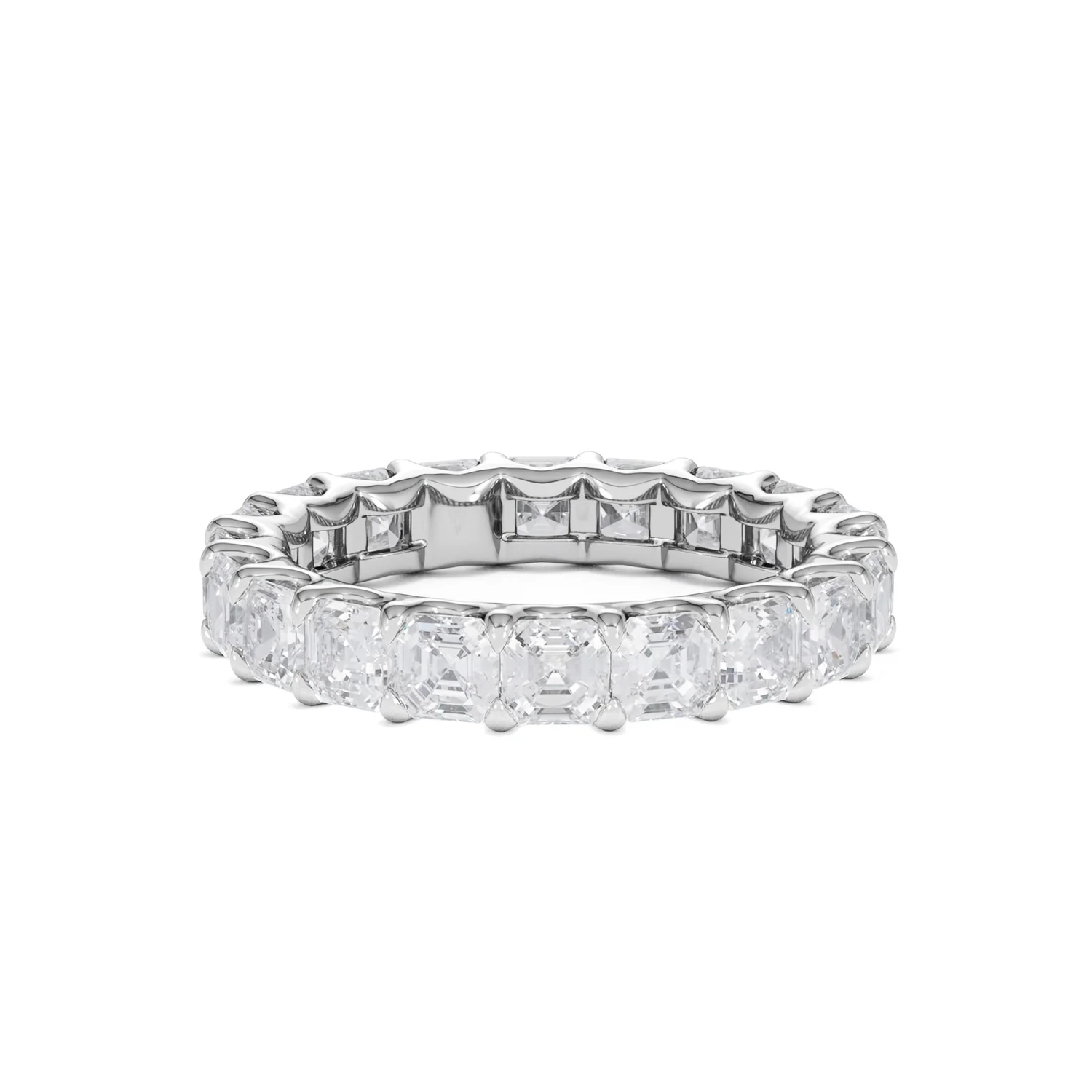 Elisa Diamond Eternity Ring Asscher Cut 3.2ct VVs Platinum Size H-I - Image 52