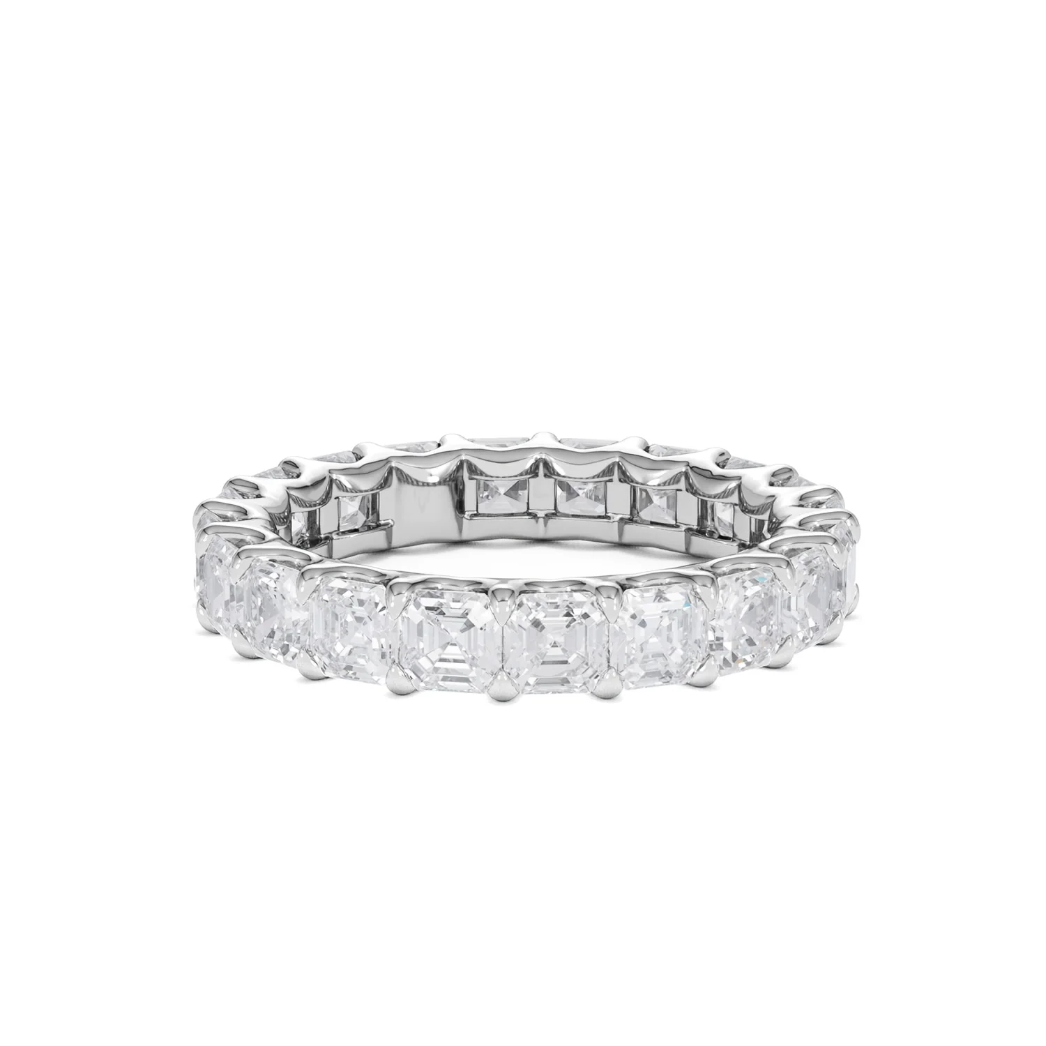 Elisa Diamond Eternity Ring Asscher Cut 3.2ct VVs Platinum Size H-I - Image 53