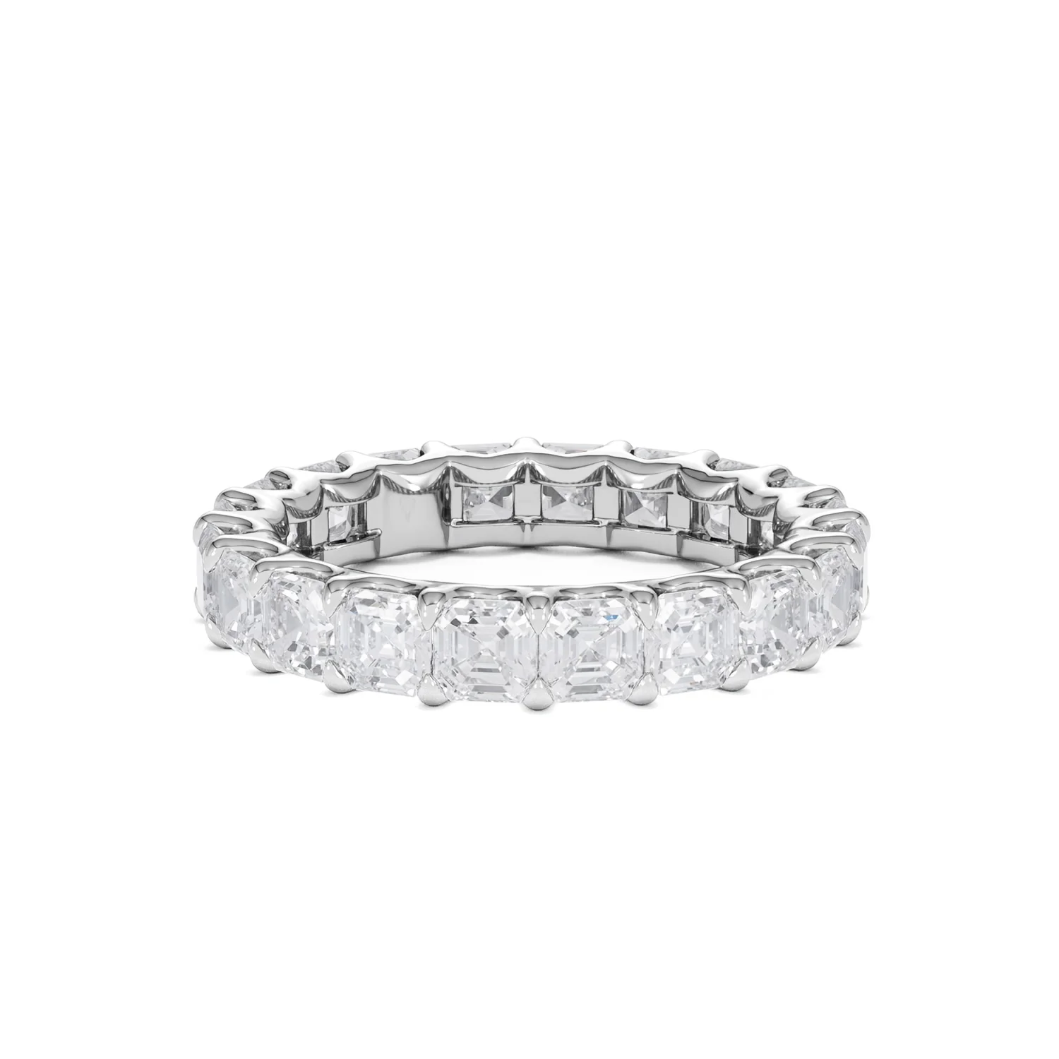 Elisa Diamond Eternity Ring Asscher Cut 3.2ct VVs Platinum Size H-I - Image 54