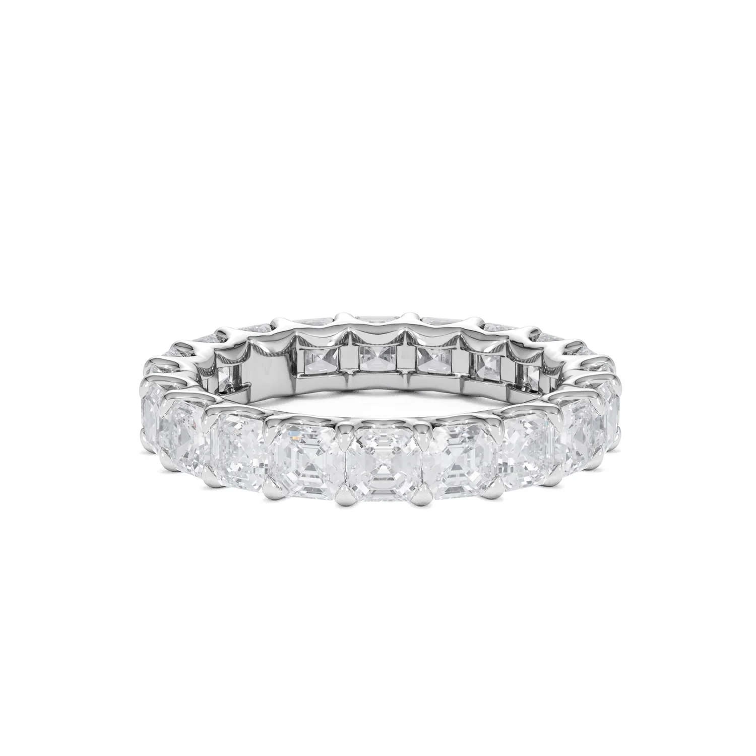 Elisa Diamond Eternity Ring Asscher Cut 3.2ct VVs Platinum Size H-I - Image 56