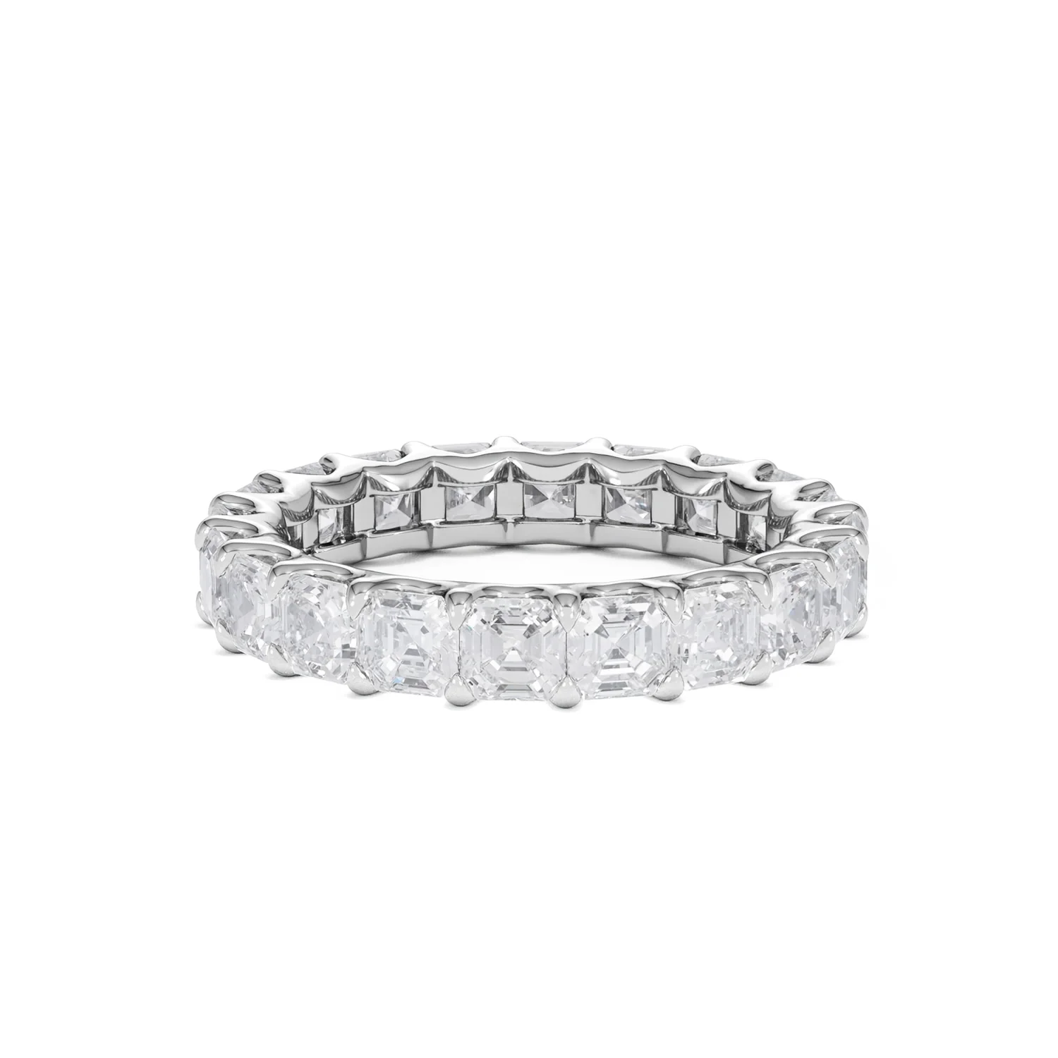 Elisa Diamond Eternity Ring Asscher Cut 3.2ct VVs Platinum Size H-I - Image 67