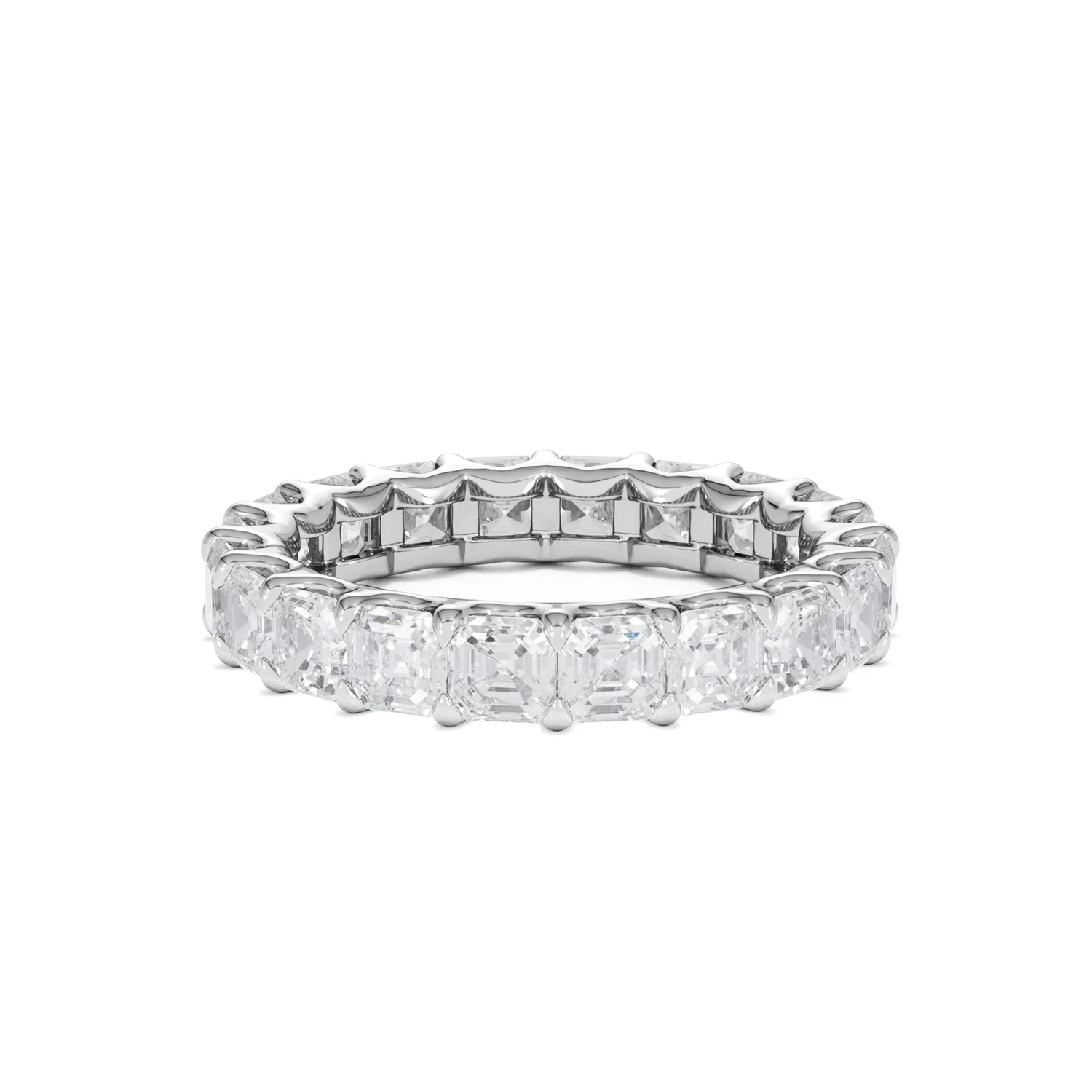 Elisa Diamond Eternity Ring Asscher Cut 3.2ct VVs Platinum Size H-I - Image 70