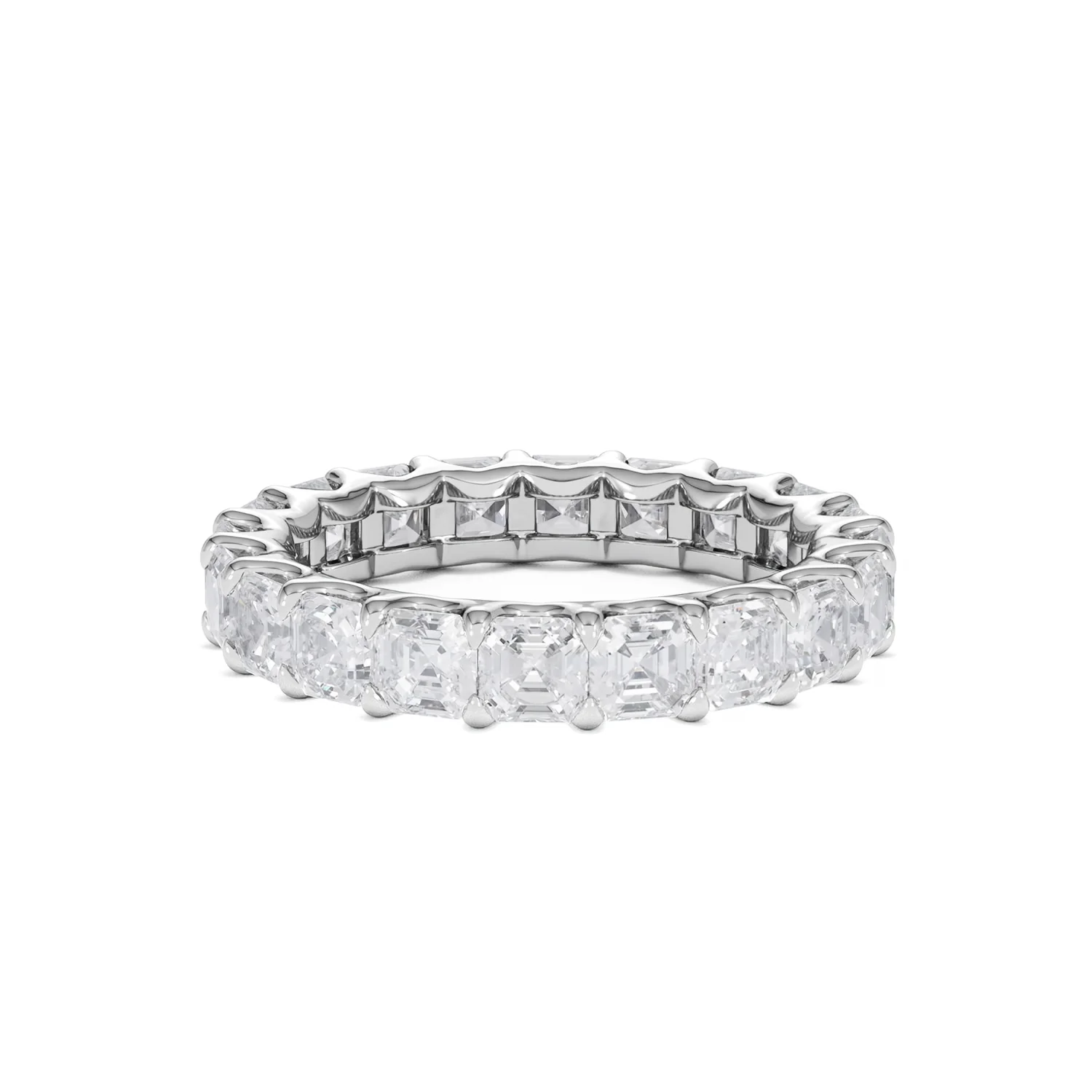 Elisa Diamond Eternity Ring Asscher Cut 3.2ct VVs Platinum Size H-I - Image 75