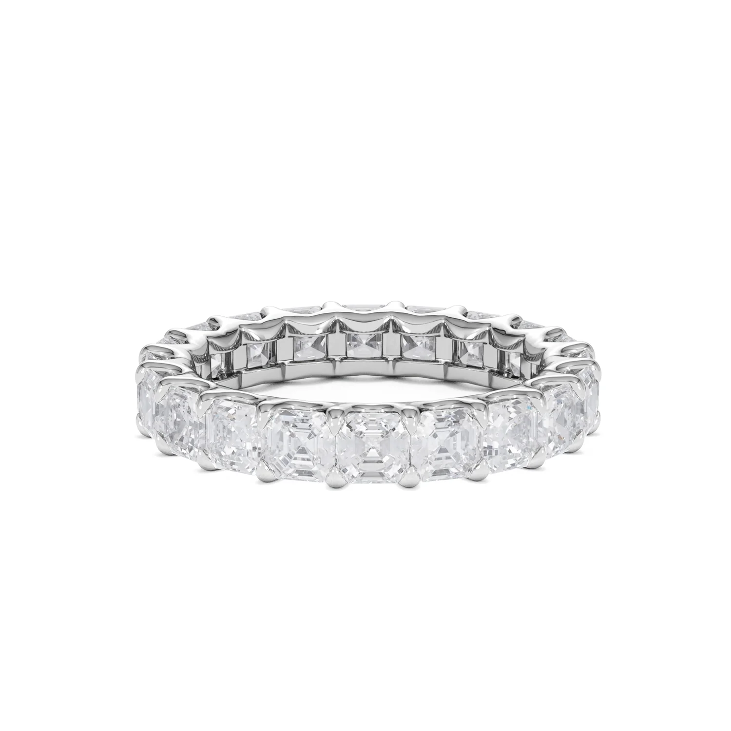 Elisa Diamond Eternity Ring Asscher Cut 3.2ct VVs Platinum Size H-I - Image 76